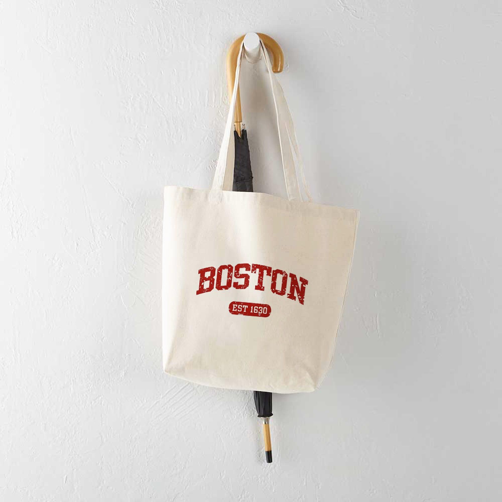 Boston EST 1630 Natural Canvas Tote Bag - Eco-Friendly Reusable Shopping Bag for Groceries, Beach & Daily Use | CafePress