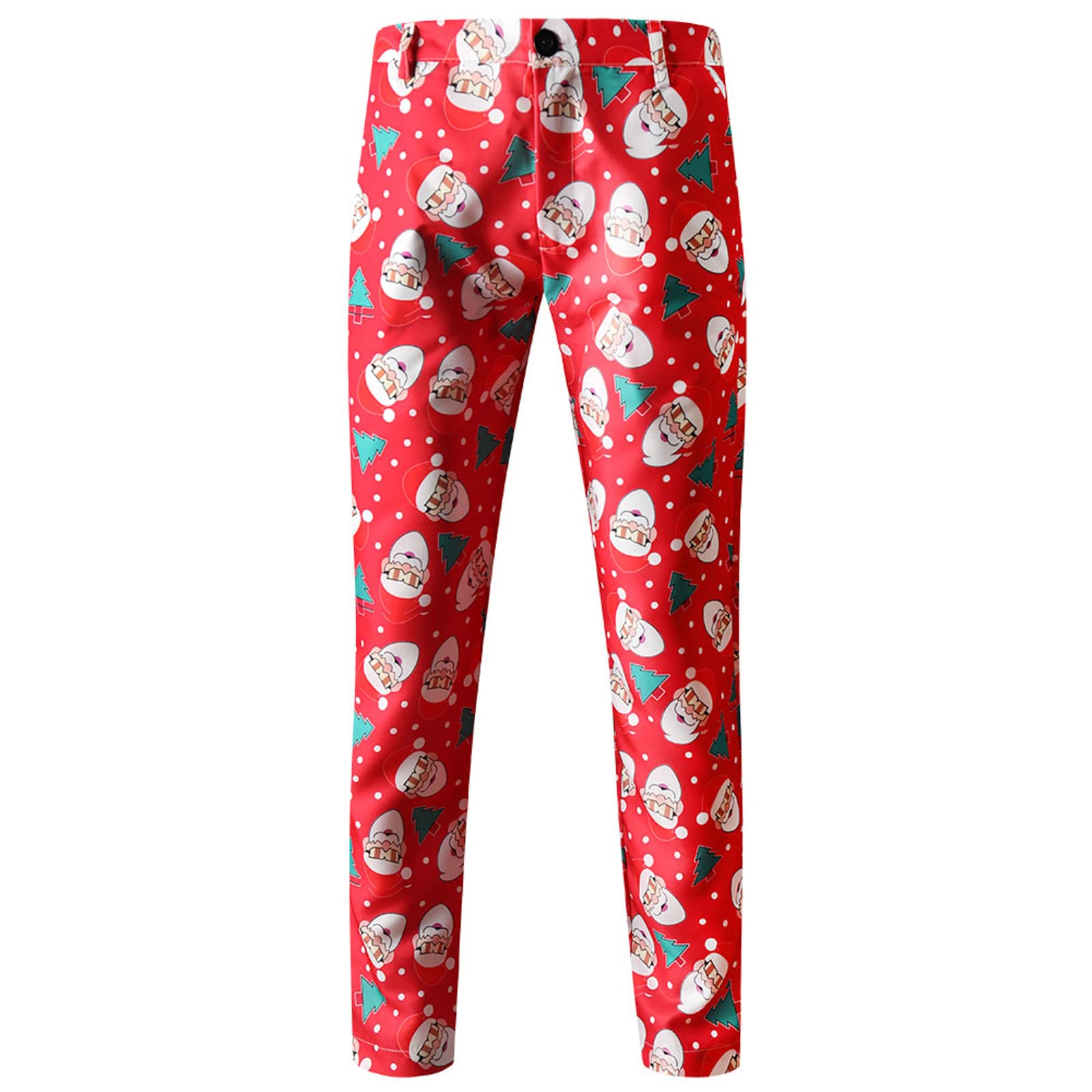 Men's Printed Zipper Casual Jogger Pants - Christmas Fashion Button Suit Pants for Holiday Outfits & Lounge Wear