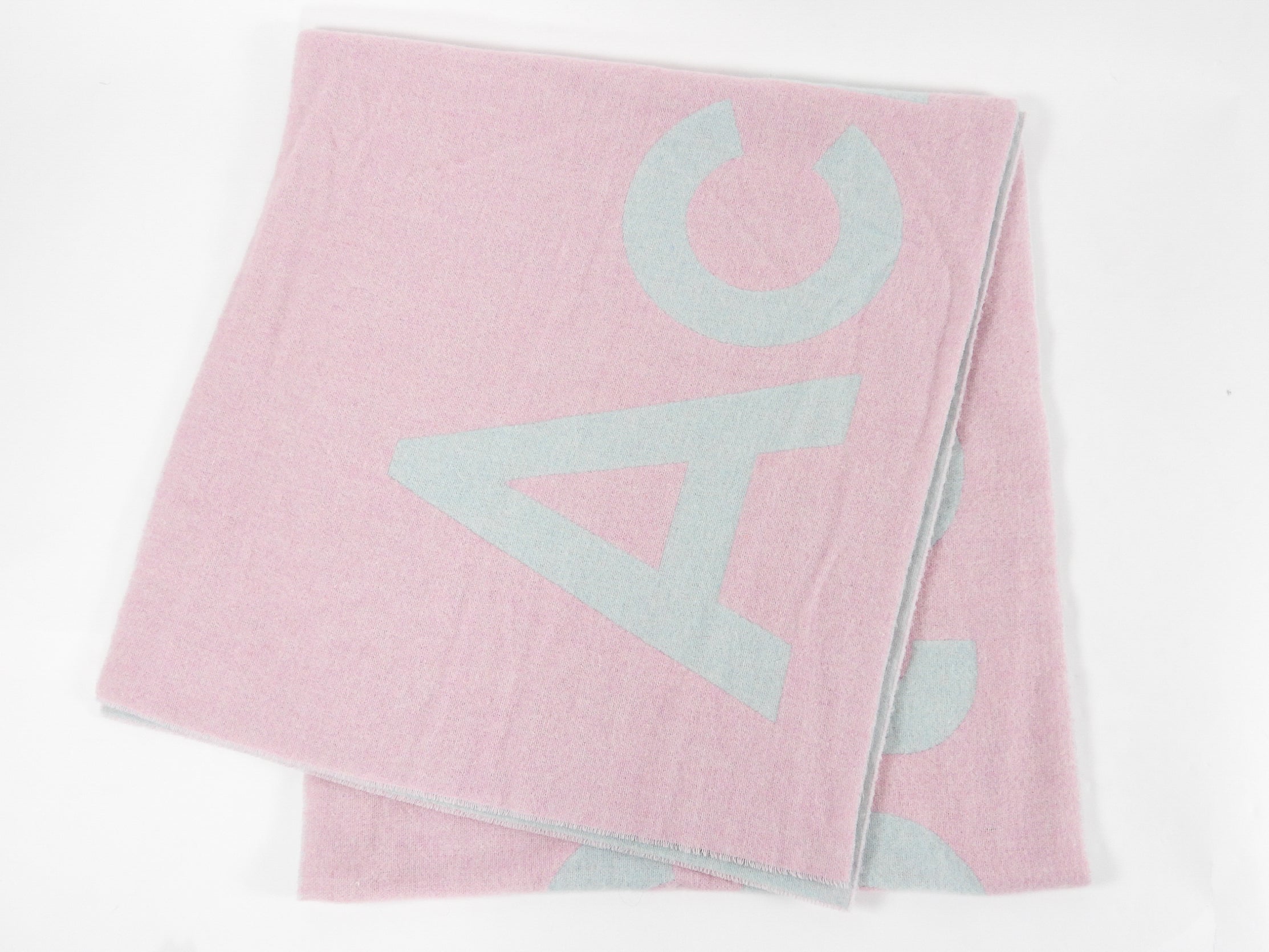 Acne Studios Large Pink and Blue Logo Scarf - Soft Wool Blend Fashion Scarf for Women & Men - Perfect for Winter Warmth & Stylish Outfits