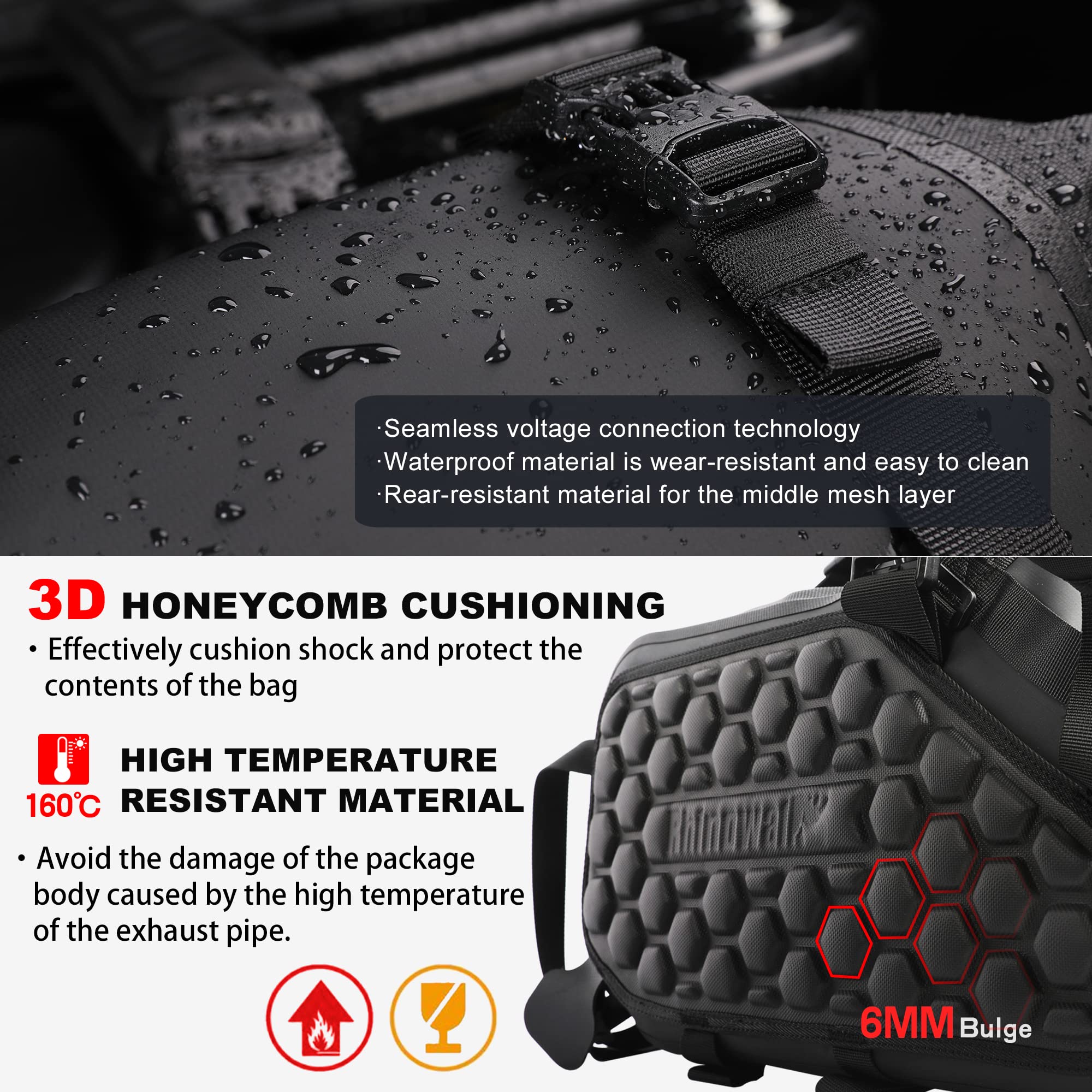 Rhinowalk Waterproof Motorcycle Saddle Bags 28L (14L x 2) - Durable Shoulder Bag for Adventure & Sport Bikes - Fits Most Motorcycle Racks - Perfect for Long Rides, Commuting & Travel Accessories