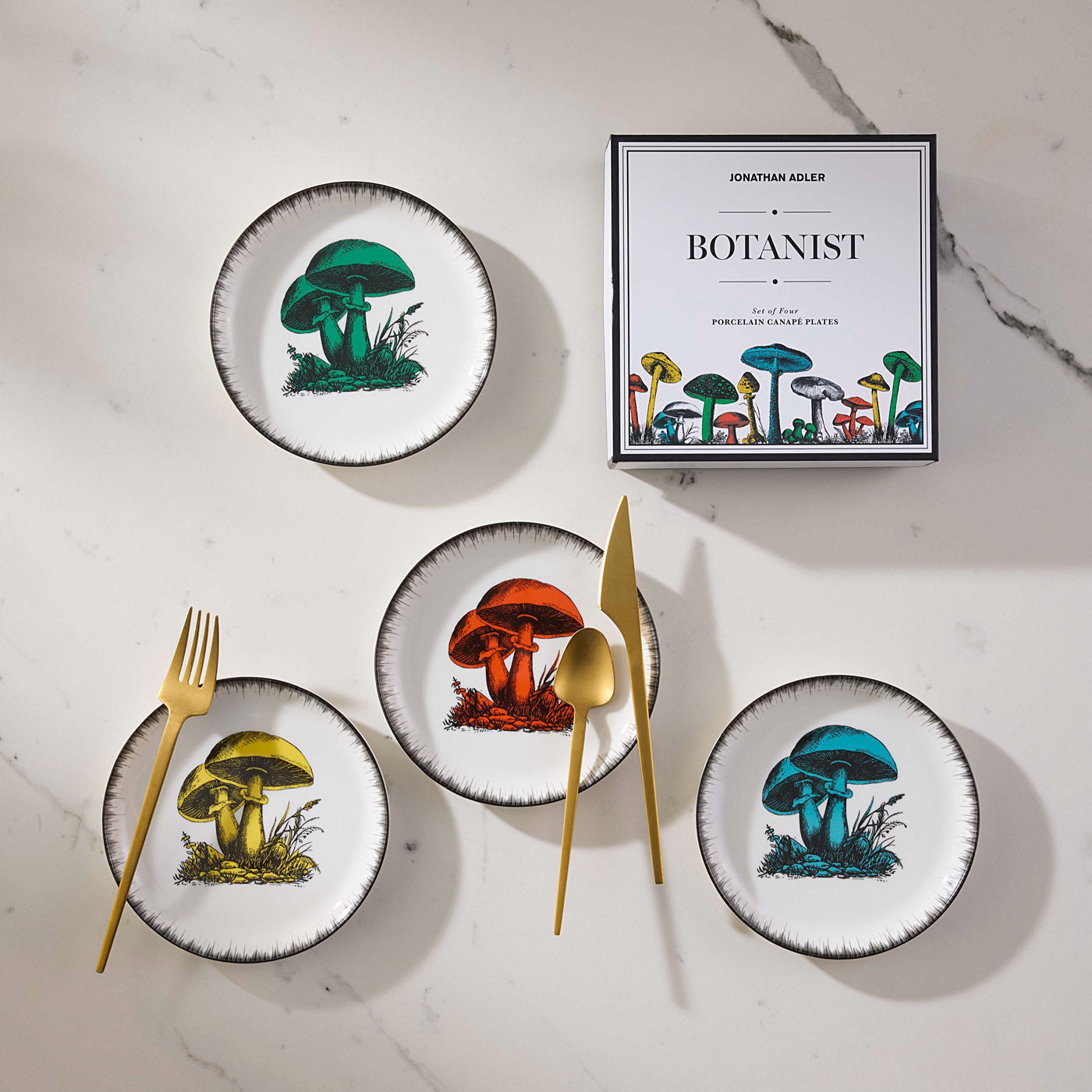 Botanist Canapé Plate Set - Elegant Floral Appetizer Plates for Parties, Weddings & Entertaining - Perfect for Hors d'Oeuvres, Finger Foods & Desserts