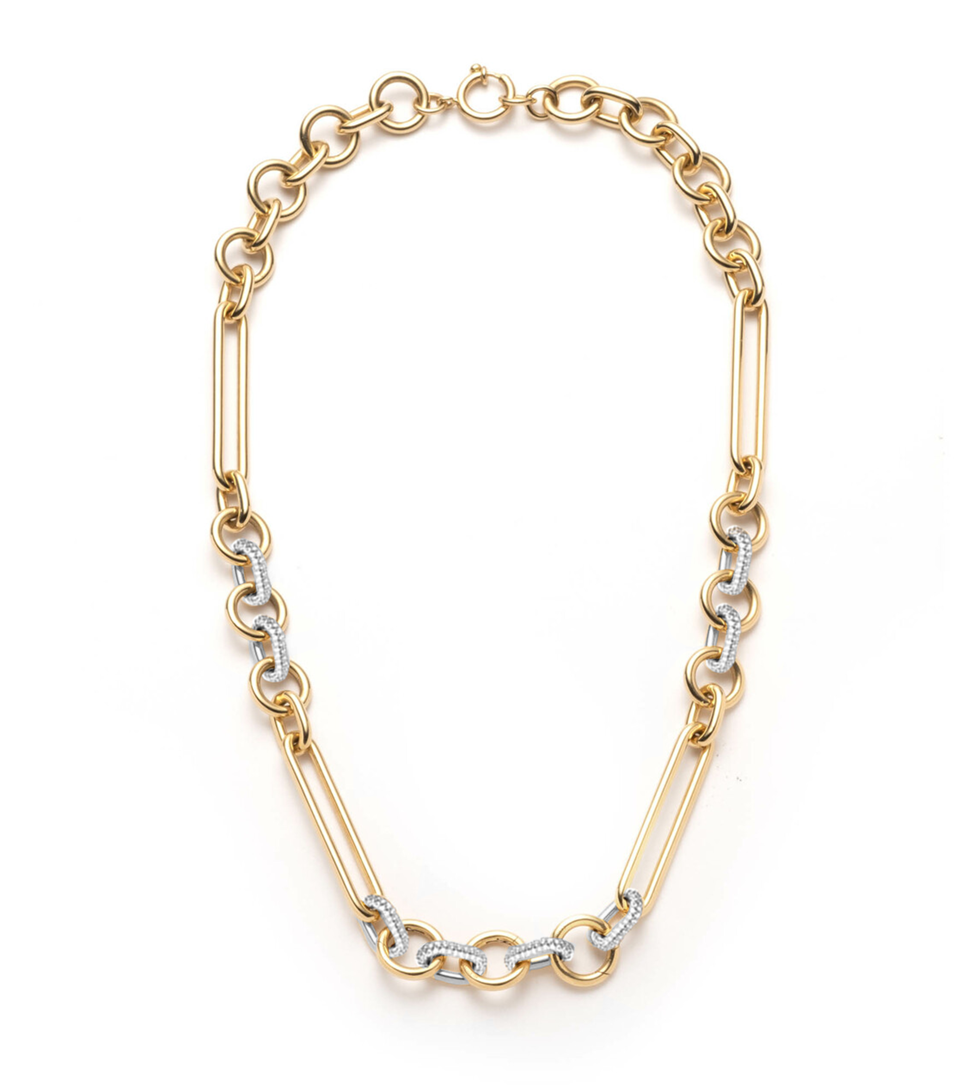 Stylish Oversized Pave Feature Mixed Clip Chain - Trendy Layered Necklace for Women, Perfect for Parties, Date Nights & Special Occasions