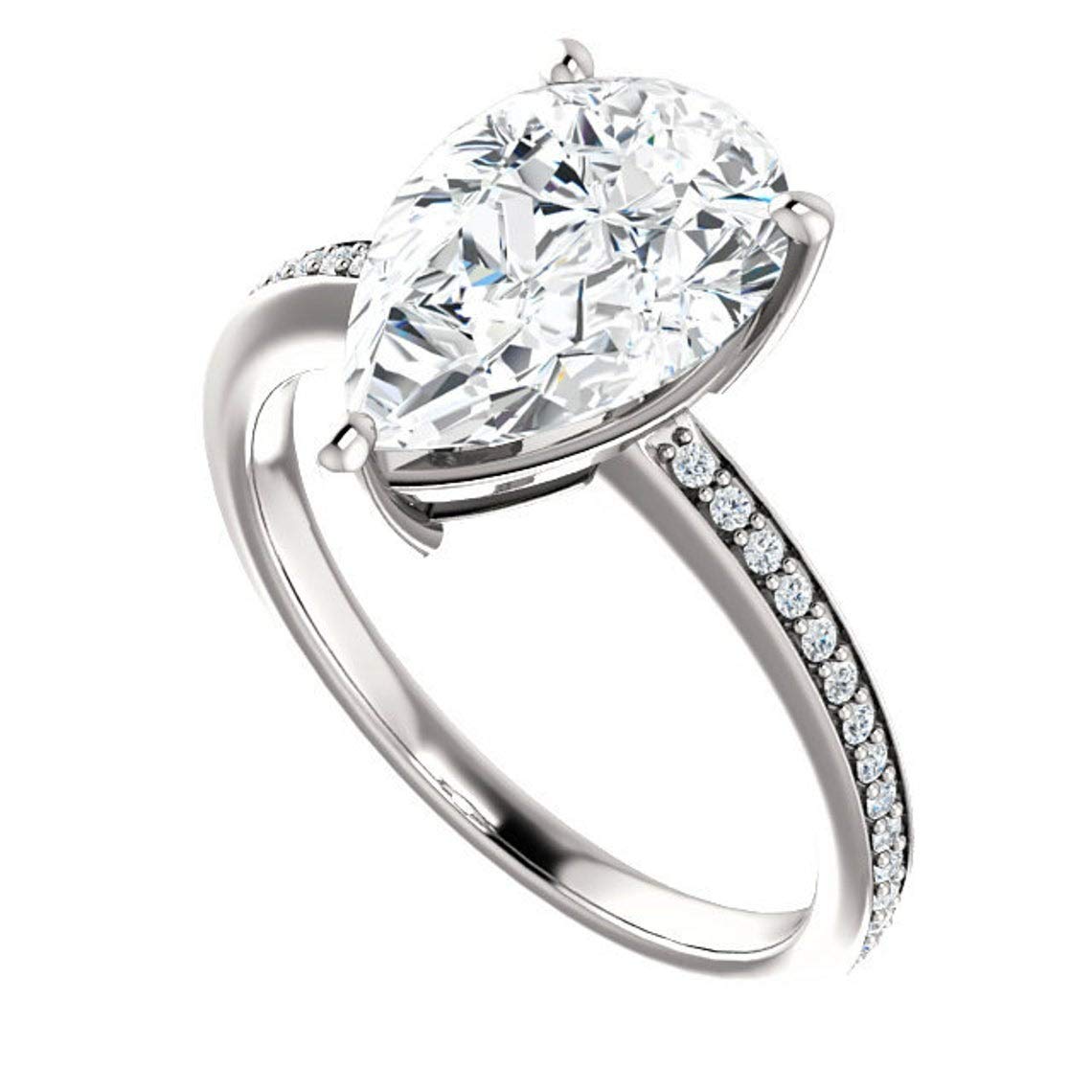 Exquisite Pear Cut 2.10CT Colorless Moissanite Engagement Ring in 925 Sterling Silver - Perfect Wedding Promise Ring, Custom Jewelry for Brides, Anniversary Gifts & Special Occasions