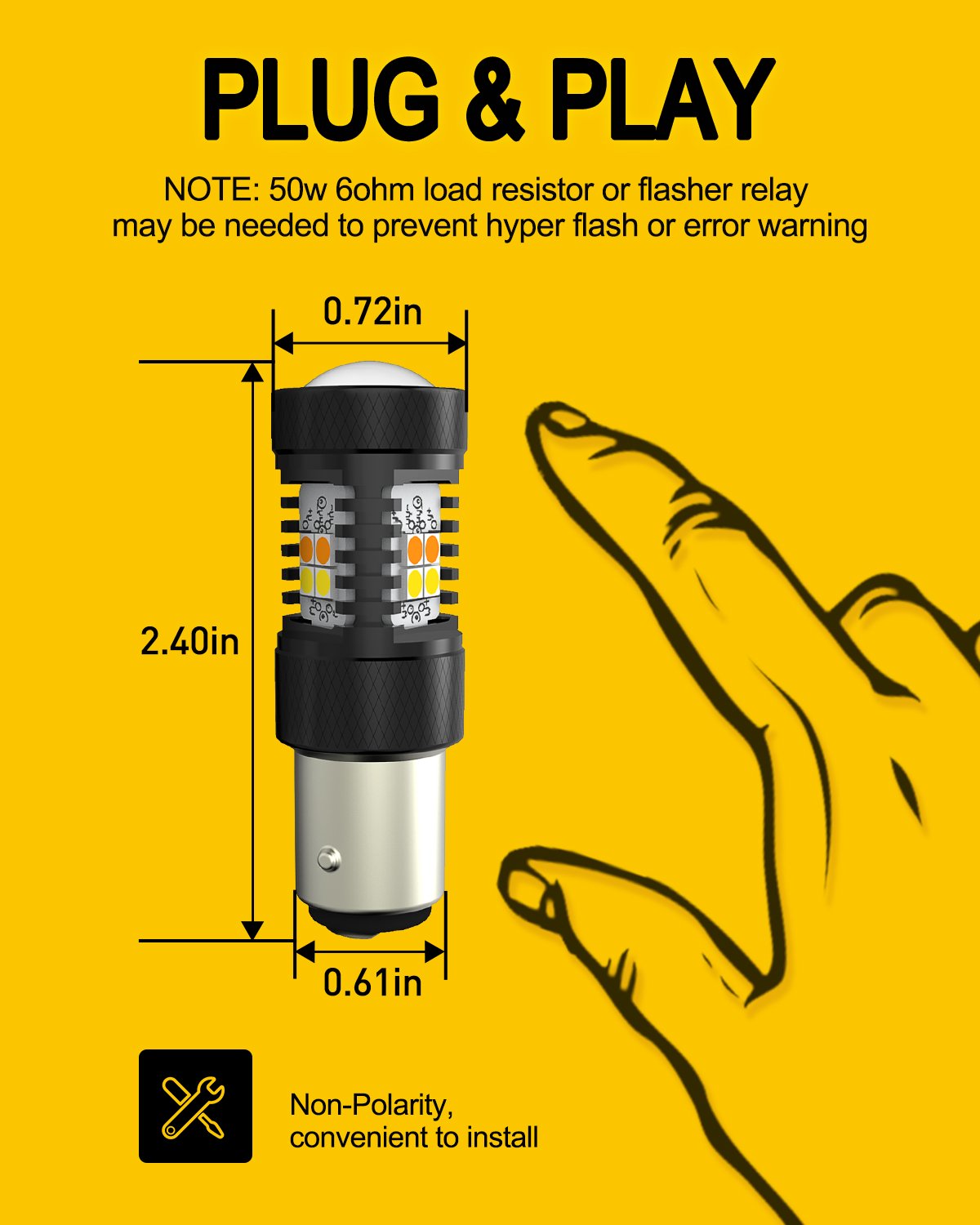 1157 LED Switchback Bulb - Amber/White Turn Signal Light with 3030 SMD Chips & Projector - Compatible with Parking Lights & Daytime Running Lights (DRL) - Perfect for Cars, Trucks, SUVs & Motorcycles