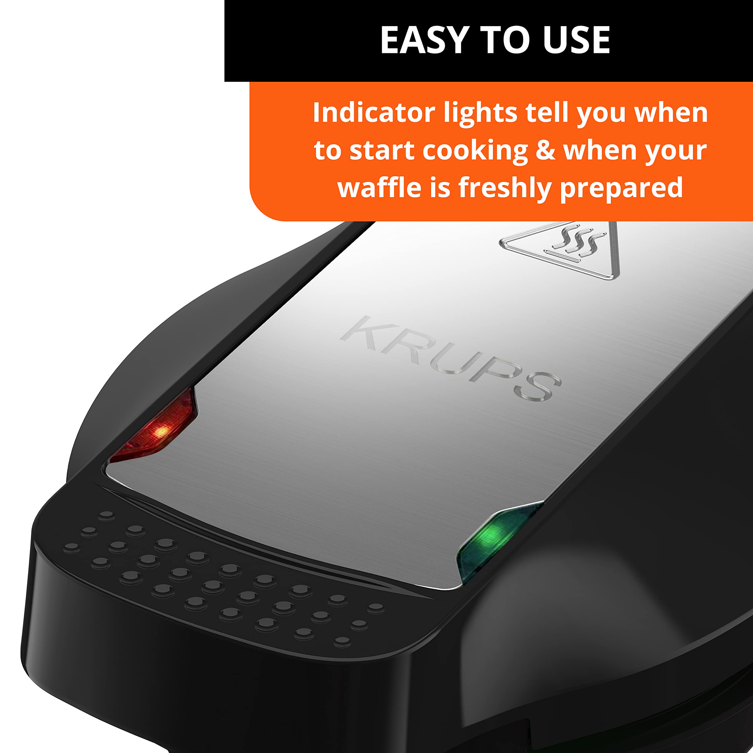 KRUPS Simply Round Waffle Maker - 4 Inch Non-Stick Belgian Waffle Iron for Perfect Homemade Breakfast, Brunch & Desserts | Compact Countertop Appliance for Family, Kids & Parties