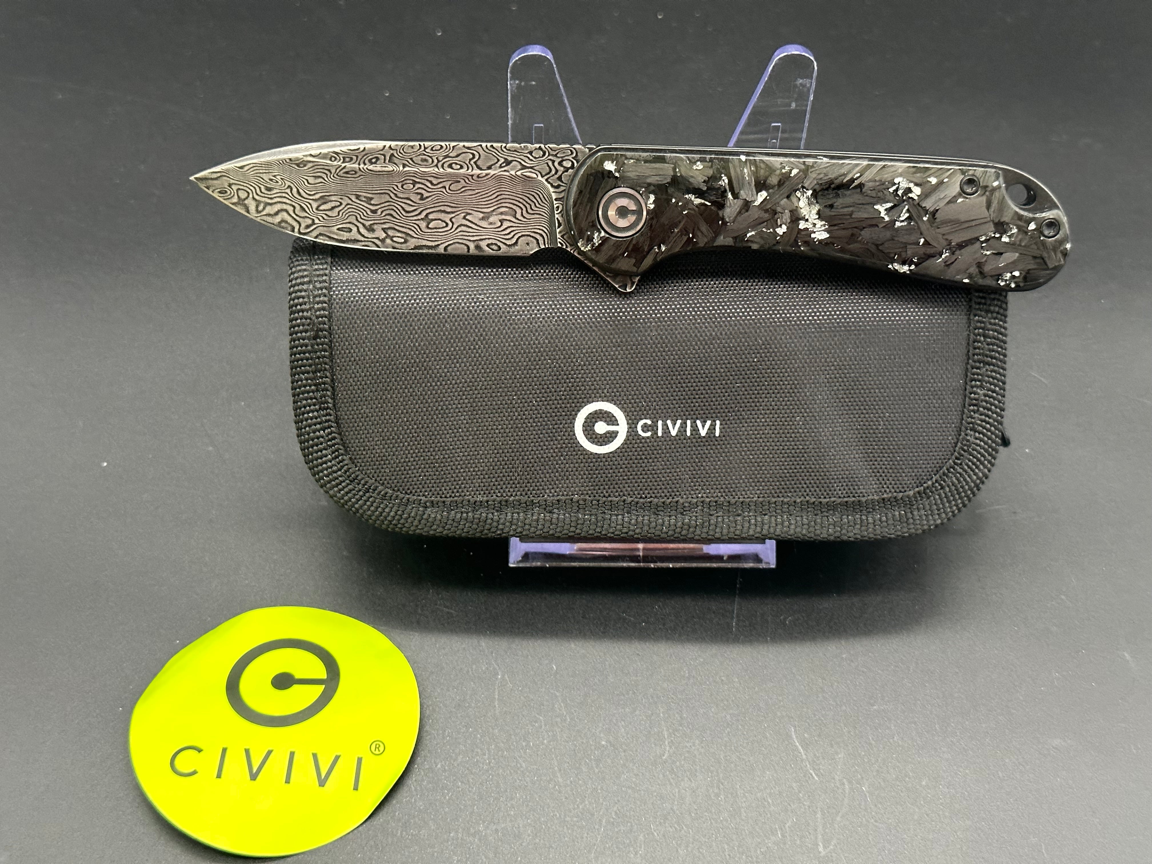 Civivi Elementum Shred CF Folding Pocket Knife - Premium Carbon Fiber Handle, D2 Steel Blade - EDC, Outdoor, Camping & Survival Gear