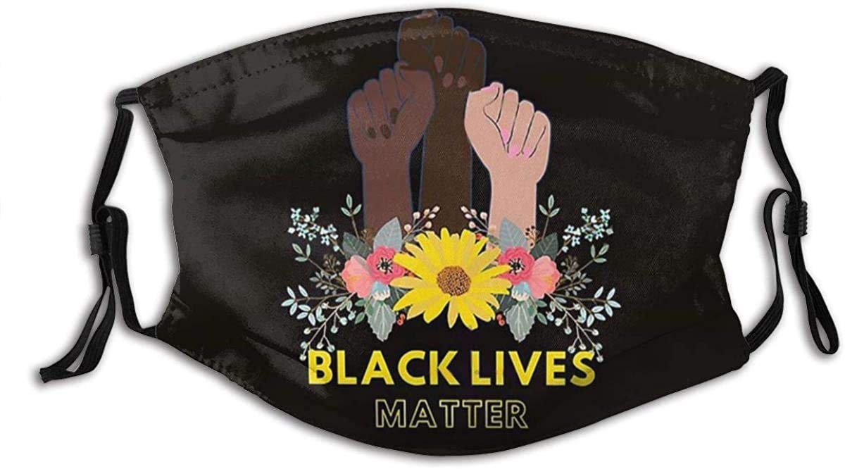 SHAMZBEST Black Lives Matter Face Masks - Reusable Cotton Cloth Face Cover for Women & Men - Breathable Washable Skin-Friendly Mask for Sports, Work & Daily Protection