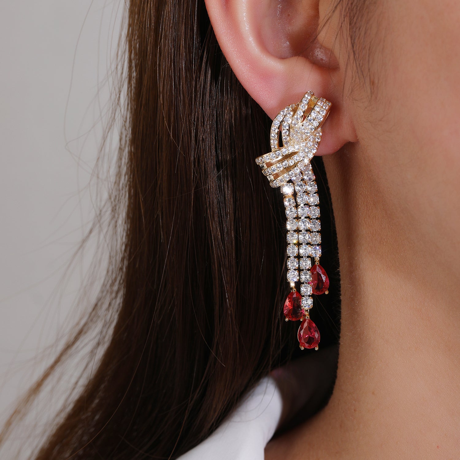 Elegant Tassel Cubic Zirconia Dangle Earrings for Women - Wedding, Party & Evening Jewelry Accessories - Perfect for Bridal, Prom & Special Occasions