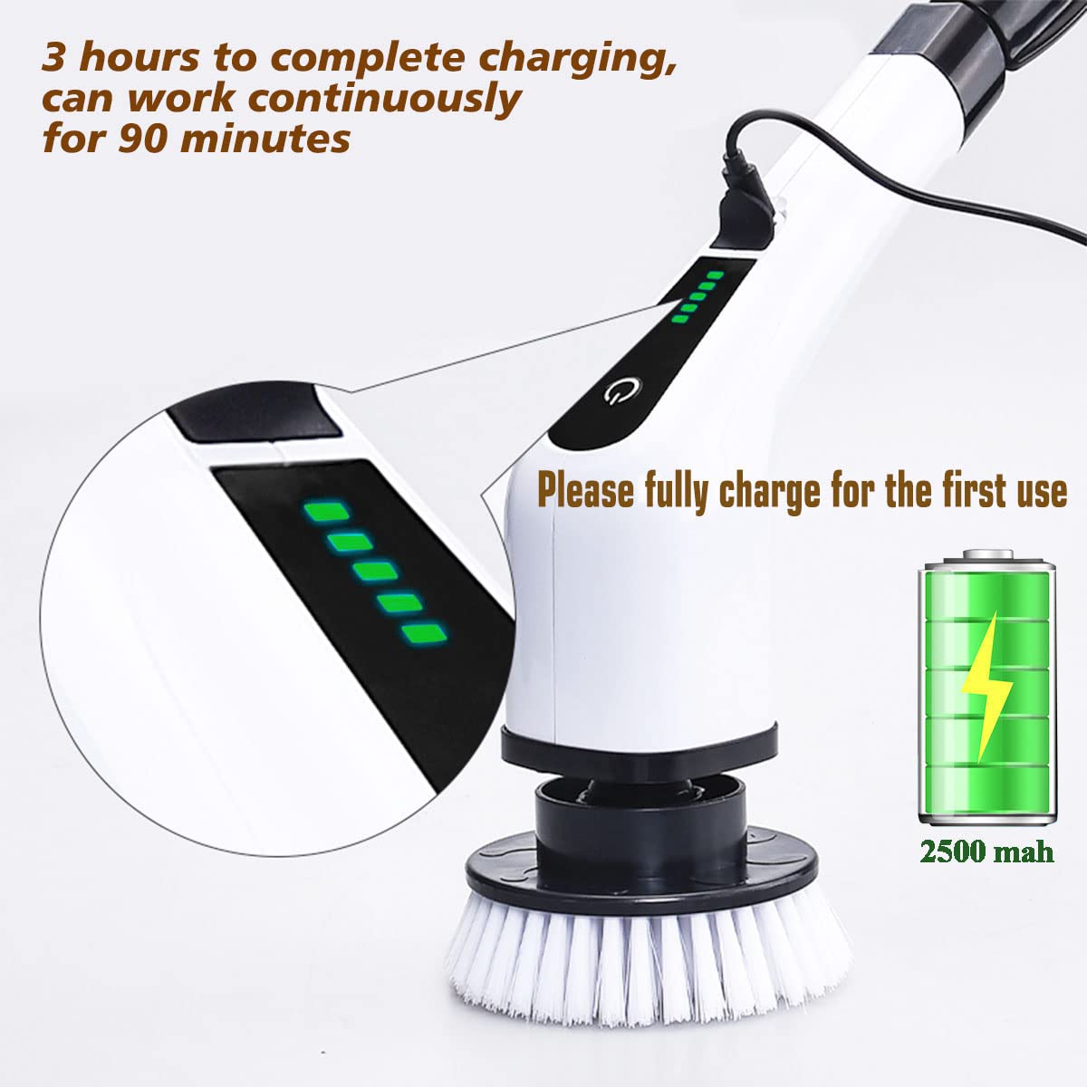 MGLSDeet Electric Spin Scrubber - Rechargeable Cordless Cleaning Brush with 7 Replaceable Heads | Powerful Bathroom, Tile, Window, Floor, Tub & Car Cleaner | Perfect for Deep Cleaning Grout, Shower Stalls & Vehicle Detailing