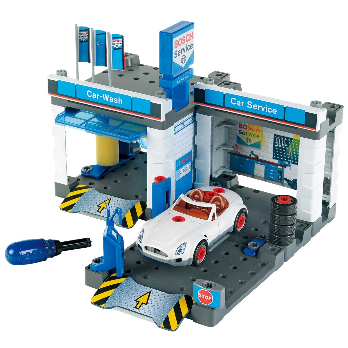 Theo Klein Bosch Car Repair Station Toy Set - Premium Pretend Play Workshop for Kids Ages 3+ | STEM Learning Toy for Toddlers | Perfect for Birthday Gifts & Role Play Games