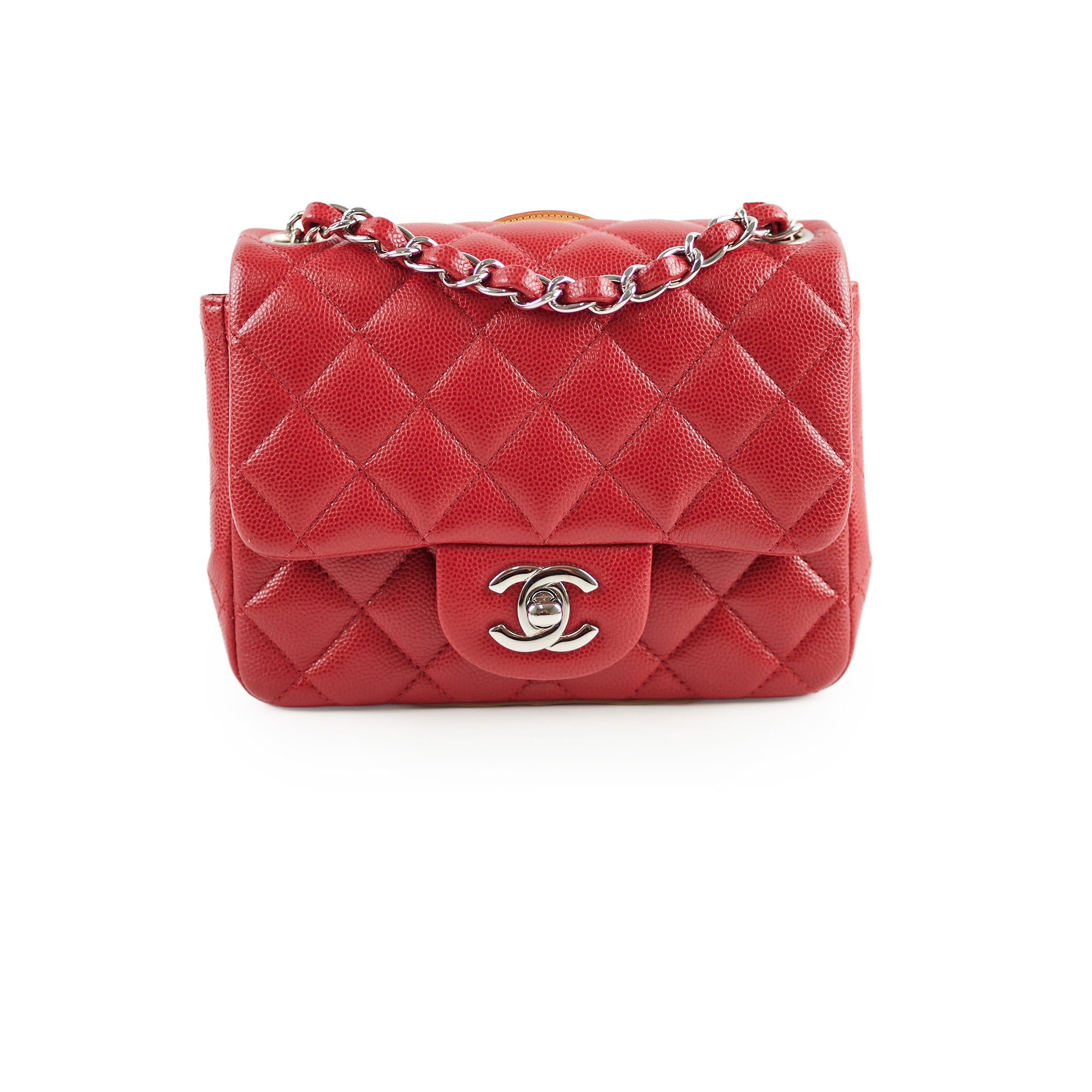 Chanel Mini Square Caviar Leather Red 26 Series Crossbody Bag - Perfect for Evening Parties, Date Nights & Luxury Fashion Accessories