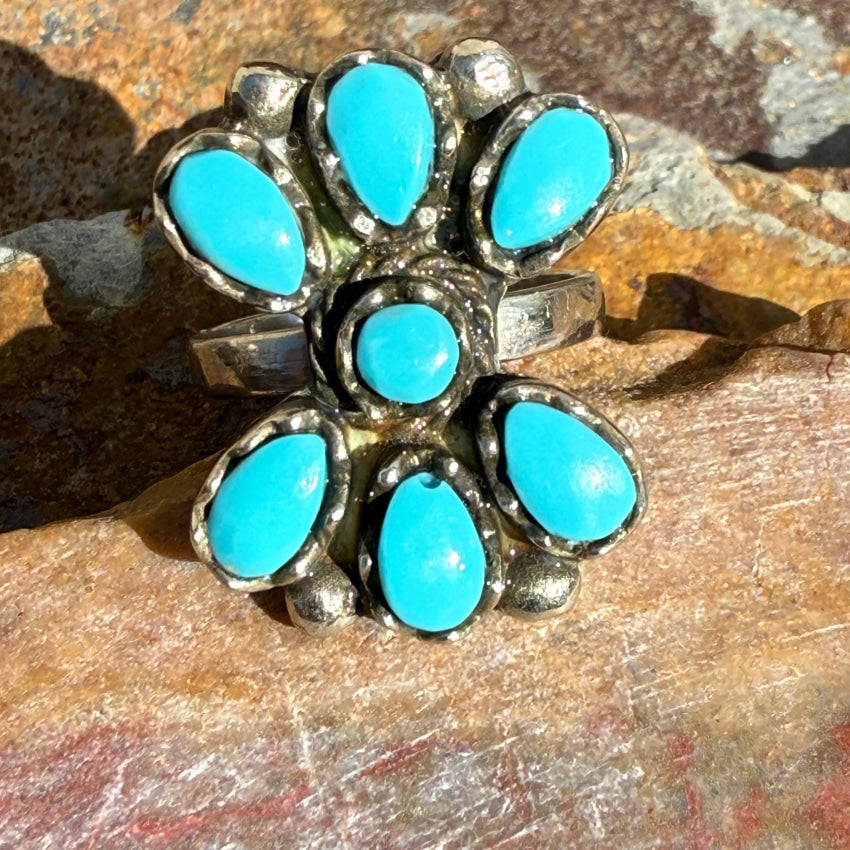 Sterling Silver Turquoise Butterfly Ring for Women - Size 6.5 - Handmade Boho Jewelry for Everyday Wear & Special Occasions