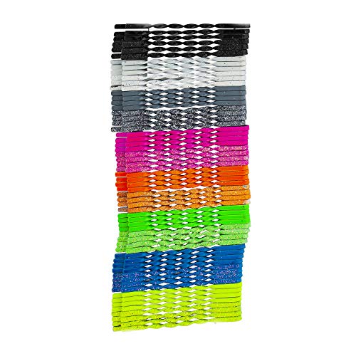 LUX ACCESSORIES Glittery Hair Pins Set of 8 - Green, Yellow, Pink, Orange, Black, Blue, White, Grey - Perfect for Parties, Weddings, and Everyday Fashion