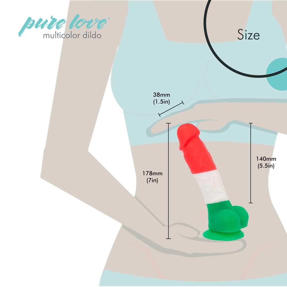 7 Inch Multicolor Silicone Dildo with Strong Suction Cup - Harness Compatible Adult Sex Toy for Couples & Solo Play - Waterproof & Body-Safe for Shower, Bedroom & BDSM Scenes
