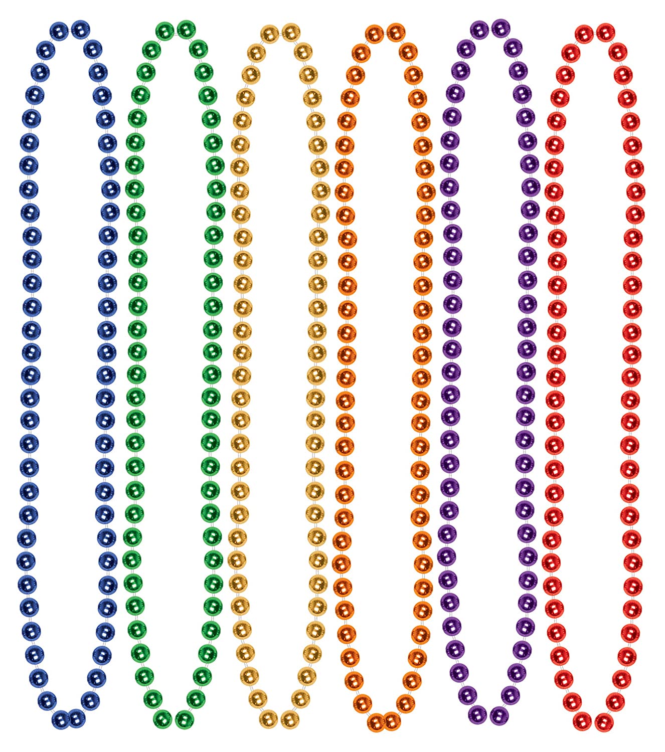 Beistle 720-Pack Small Round Party Beads - 7mm x 33-Inch Assorted Colors Bulk Mardi Gras Necklaces for Carnival, Parades, Costume Parties & Festive Events