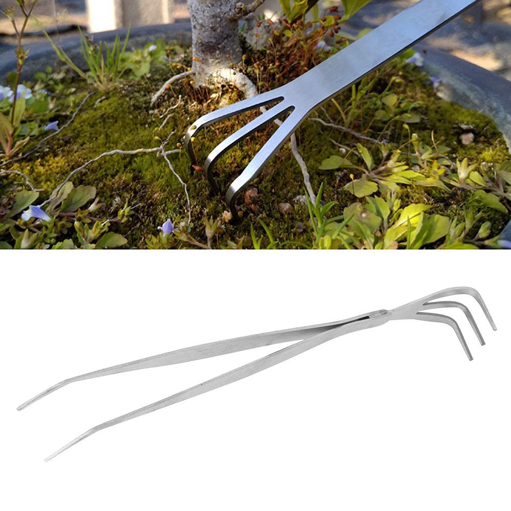 Agatige 2 in 1 Stainless Steel Gardening Hand Rake - Root Claw Rake for Bonsai, Cultivating, Loosening Soil & Spreading Mulch | Perfect for Indoor Plants, Flower Beds & Small Garden Maintenance