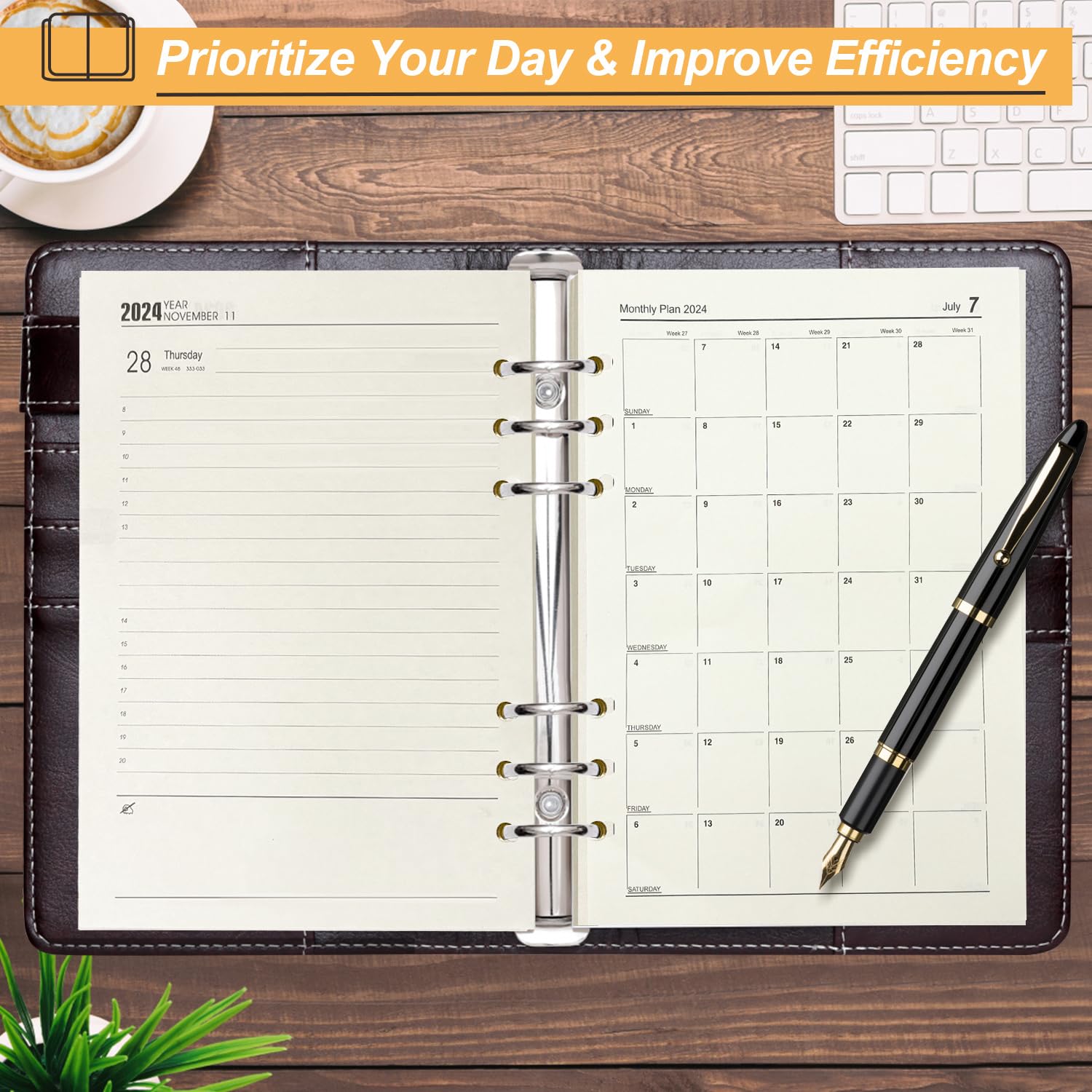 2024-2025 A5 Refill Paper with Lines | 6-Hole Punch Daily Planner Refills | 170 Sheets Rechargeable Paper for Personal Organizer, Journal Notebook | Perfect for Office, School & Home Planning