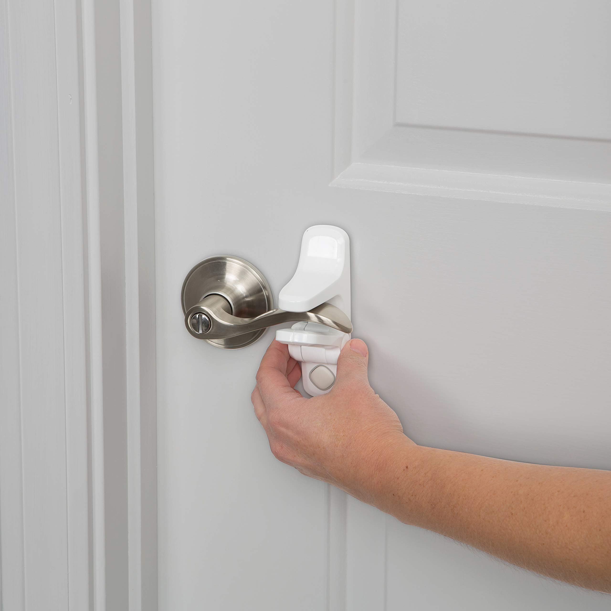 Safety 1st Outsmart Lever Handle Lock 2-Pack - Childproof Cabinet & Door Locks for Baby Safety - White (One Size) - Perfect for Kitchens, Bathrooms & Nursery Childproofing