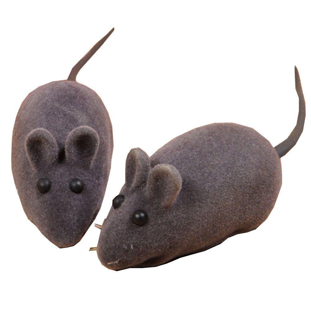 Realistic Simulation Mice Cat Toys - Set of 2 Gray Squeaky Mouse Toys for Cats | Interactive Pet Toys for Playtime & Hunting Instinct Training