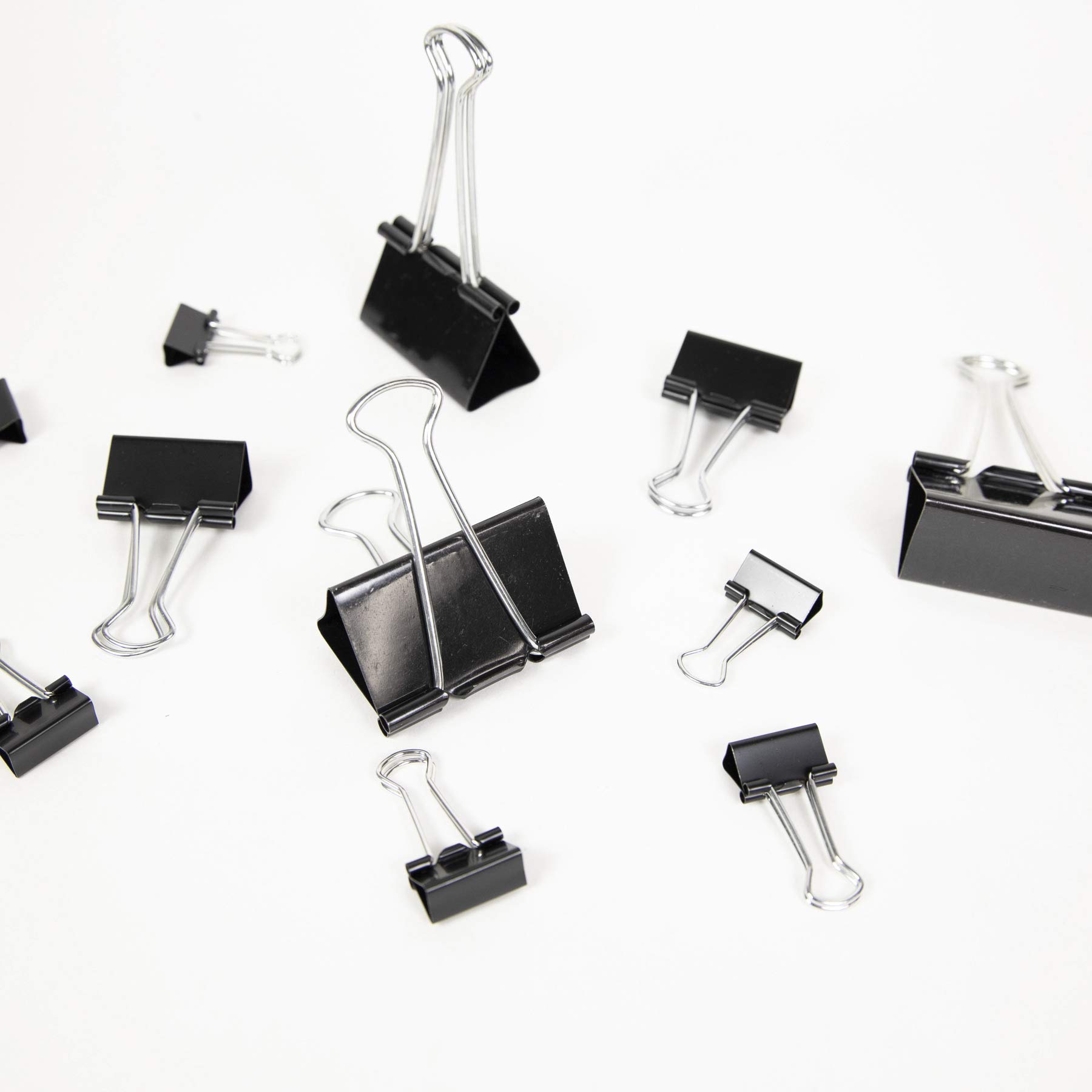 BAZIC Assorted Size Black Binder Clips - Small, Medium, Large Paper Clamps for Office, School, Home Use (12/Pack, 24-Packs) - Perfect for Organizing Documents, Files, and Office Supplies