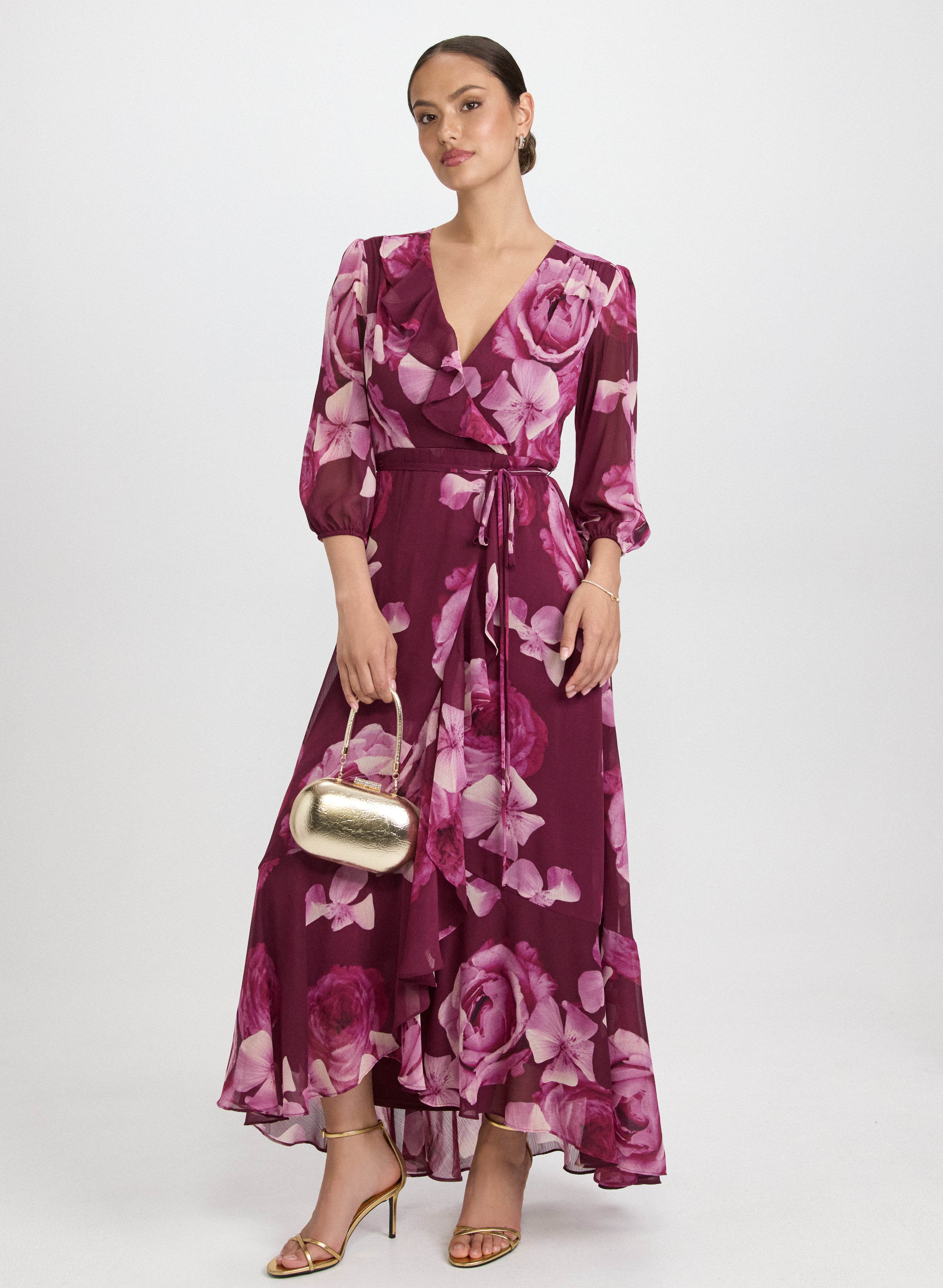 Elegant Floral Chiffon Dress for Women - Summer Casual & Party Wear - Lightweight & Breathable Fabric for Outdoor Events & Date Nights