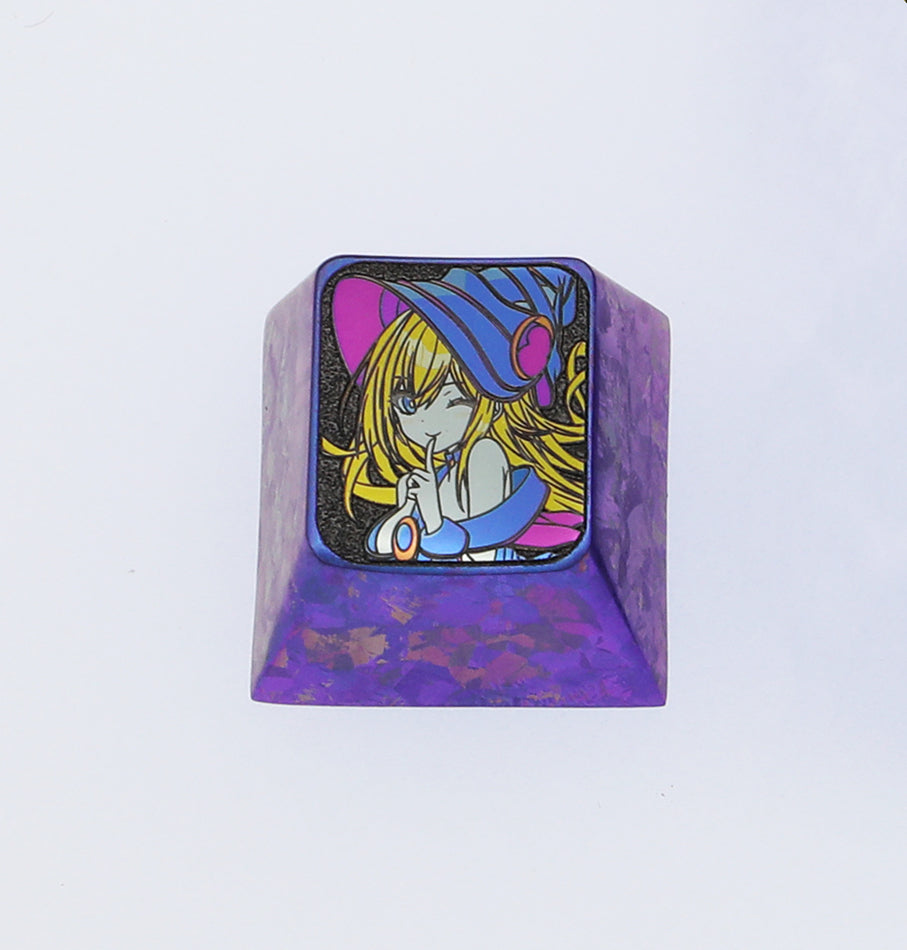Black Mage Girl 1U Directional Key Set - Titanium Alloy Engraved Metal Keycaps for Mechanical Keyboards | Customized Gaming & Typing Keycaps for PC & Mac