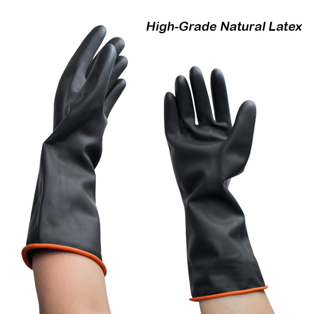 DaKuan Heavy Duty PU Apron & Latex Gloves Set - Waterproof, Acid/Alkali/Oil Resistant Protective Gear for Dishwashing, Lab Work, Butchering & Food Processing | Ideal for Kitchen, Laboratory & Industrial Use