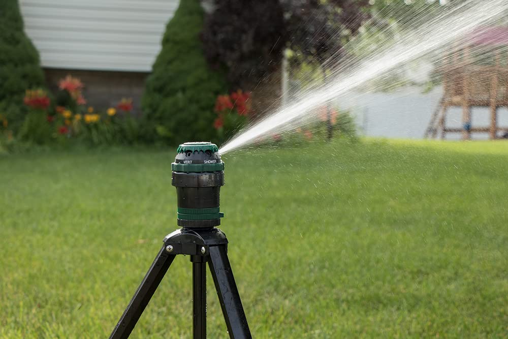 Orbit 56481 H2O-Six Gear Drive Tripod Sprinkler - 2 Pack Green Lawn Watering System for Large Yards, Gardens & Landscaping | Perfect for Even Water Distribution in Residential & Commercial Areas