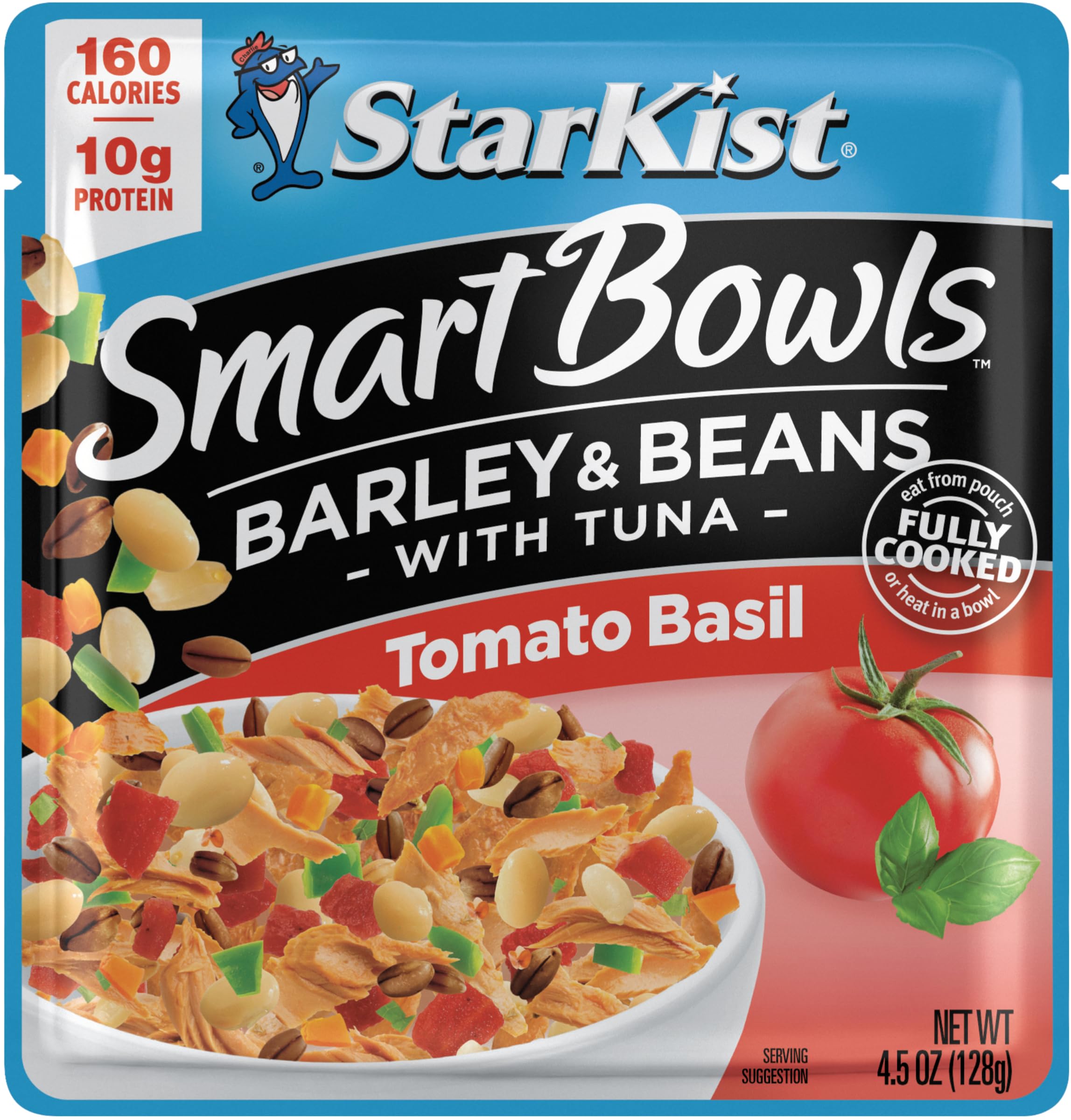 Starkist Smart Bowls Tomato Basil Barley & Beans Tuna, 4.5 oz (Pack of 3) - Healthy Ready-to-Eat Meal for Office Lunch, Quick Dinner & On-the-Go Snacks