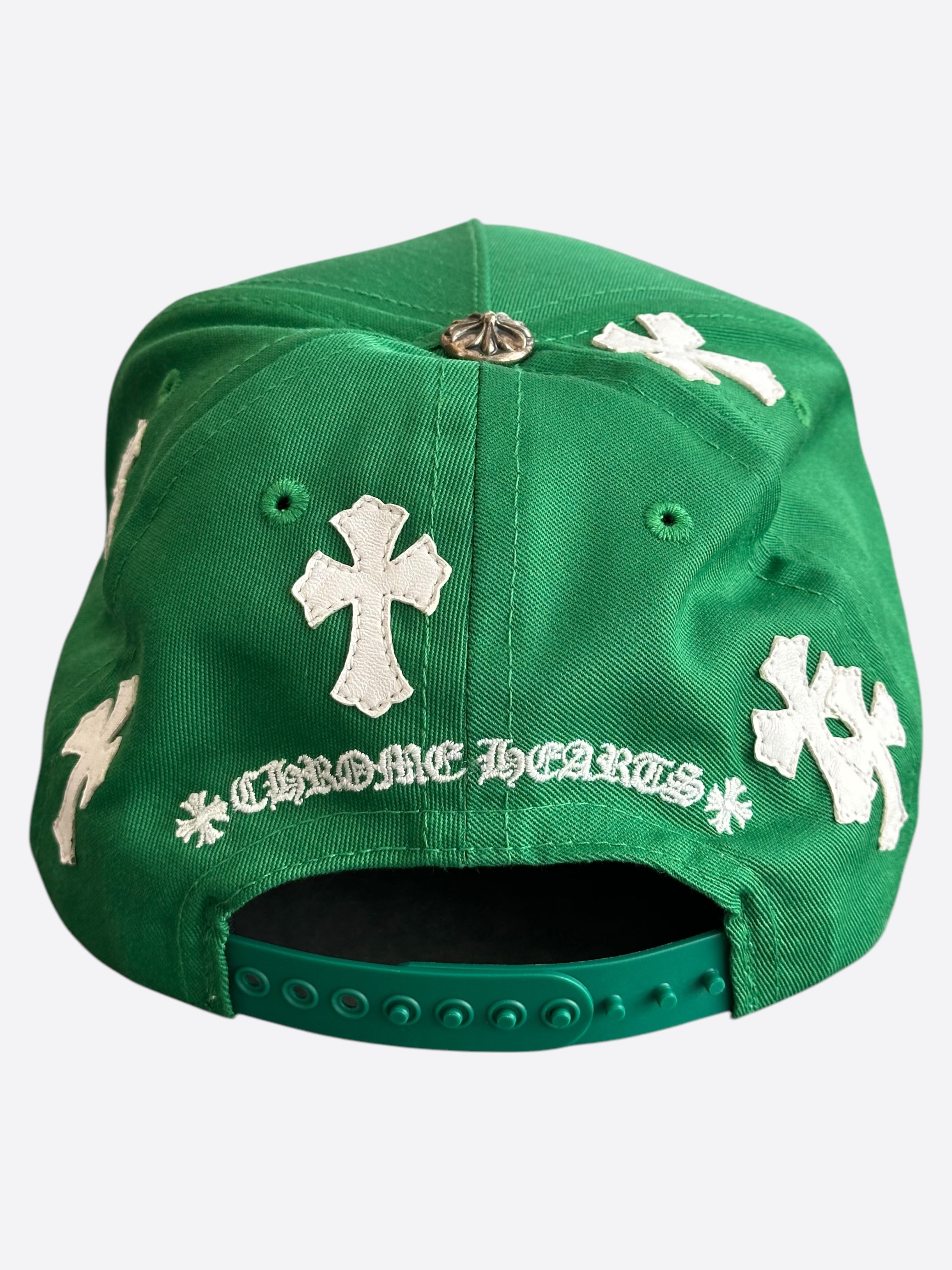 Chrome Hearts Green & White Cross Patch Hat - Stylish Embroidered Baseball Cap for Men & Women - Perfect for Streetwear, Hip Hop Fashion & Outdoor Activities