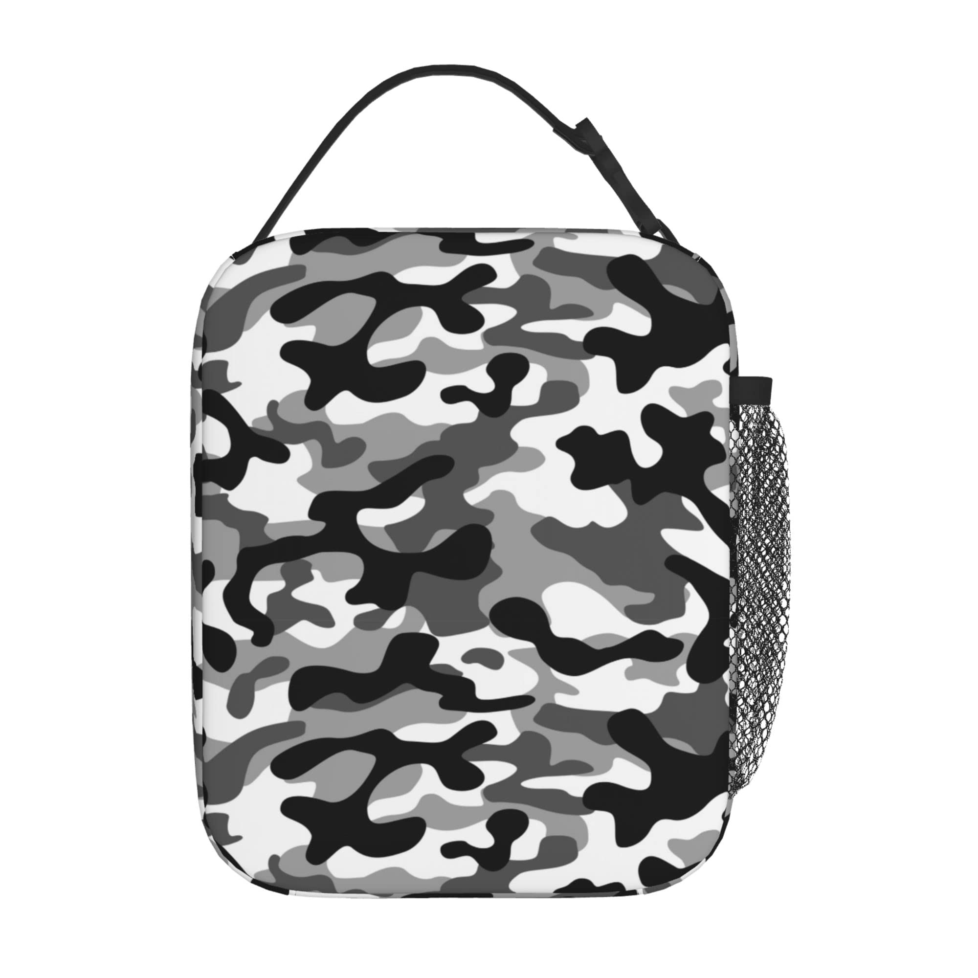 Black Camo Insulated Lunch Bag for Men & Women - Reusable Thermal Tote for Office, School, Camping & Picnic - Keeps Food Cold or Warm All Day