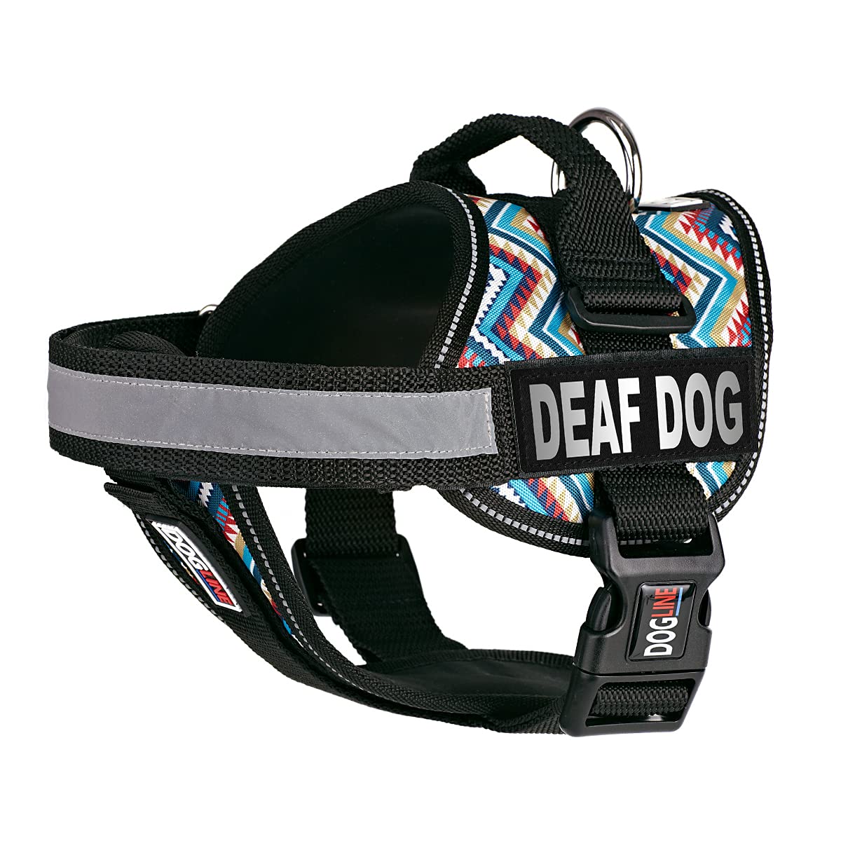 Dogline Unimax No-Pull Dog Harness Vest with Reflective Deaf Dog Patches - Adjustable Breathable Neoprene for Training, Service & Medical Dogs (Girth 28-38