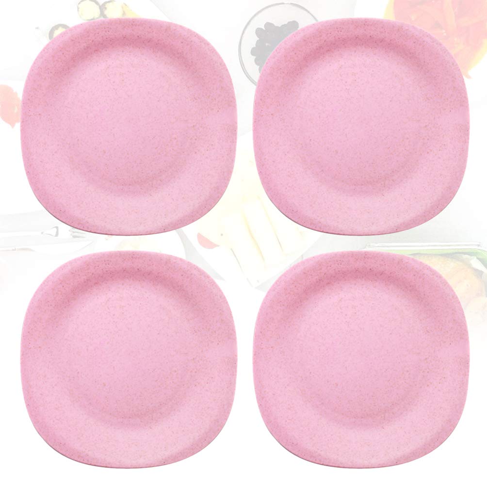 **Hemoton 4-Piece Wheat Straw Snack Plates - Eco-Friendly, Durable & Stylish Small Dishes for Fruits, Snacks, Desserts | Perfect for Parties, Picnics & Daily Use**