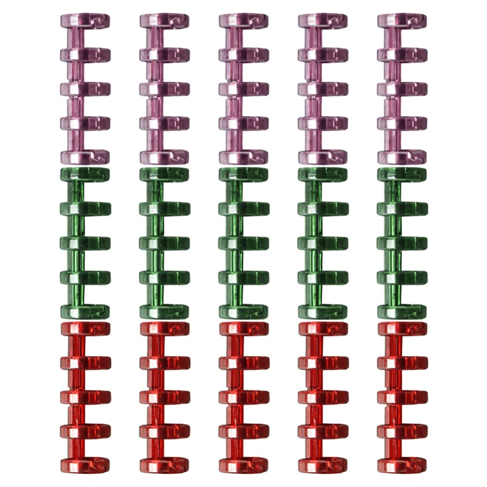 STOBOK 5-Hole Book Rings - 15 Pack Loose Leaf Binder Rings for DIY Notebooks, Photo Albums, Scrapbooking, Travel Journals - Durable Binding Spines & Combs for School, Office & Craft Projects