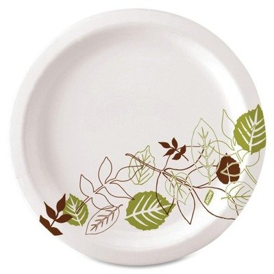 Dixie Pathways Soak-Proof Shield Mediumweight Paper Plates - 8.5 Inch Disposable Plates, Green/Burgundy, 125 Count (Pack of 4) - Perfect for BBQs, Parties, and Outdoor Dining