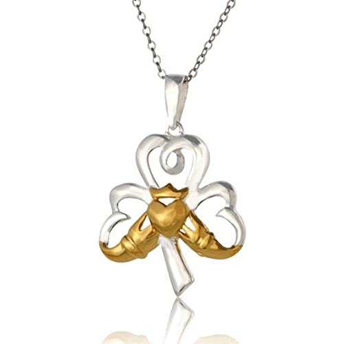 Shamrock Claddagh Necklace for Women - Irish Celtic Jewelry with Green Enamel & Sterling Silver - Perfect for St. Patrick's Day Gifts, Irish Heritage, and Everyday Wear