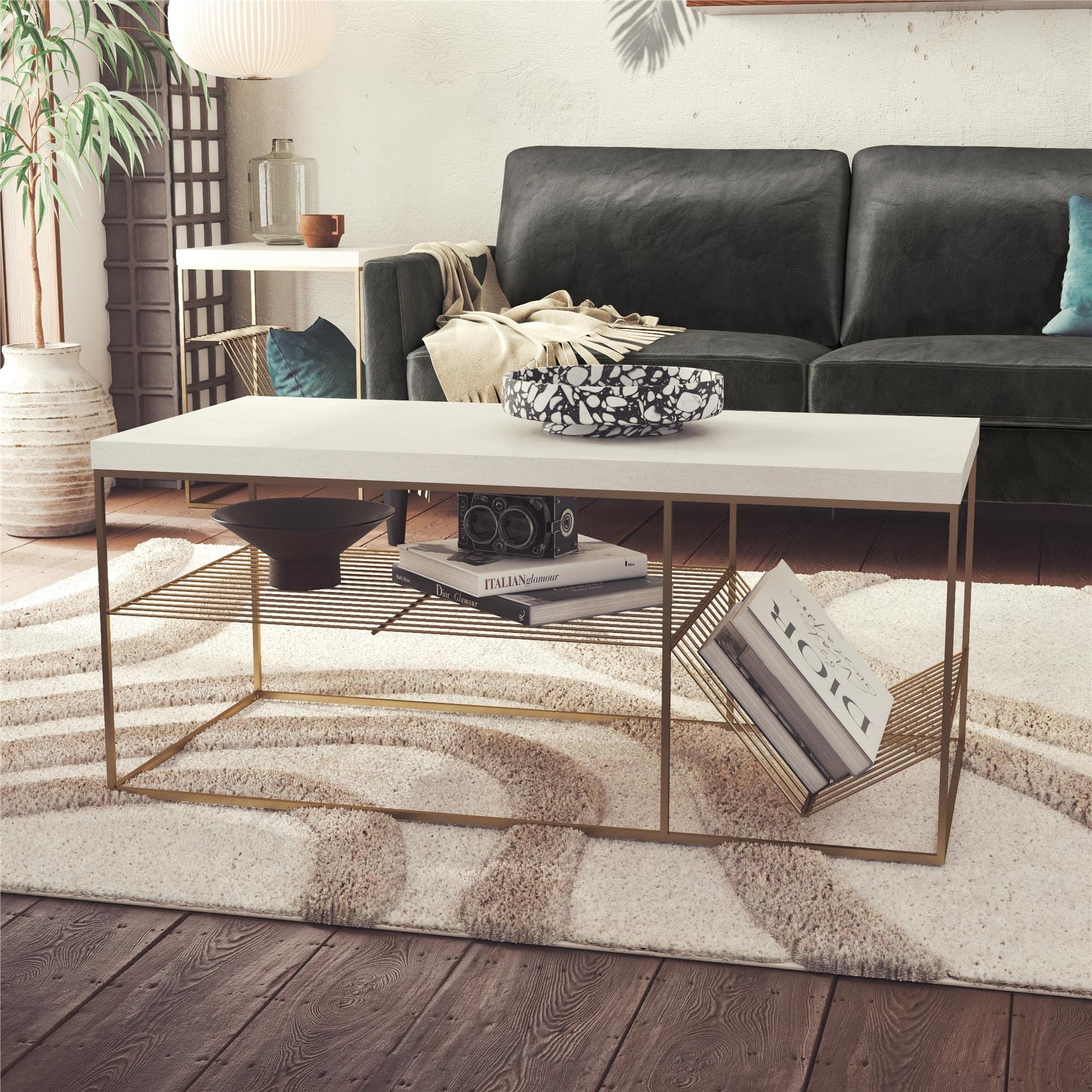 Stylish Mr. Kate Neely Plaster Coffee Table - Modern Living Room Centerpiece for Home Decor | Perfect for Small Spaces & Cozy Gatherings