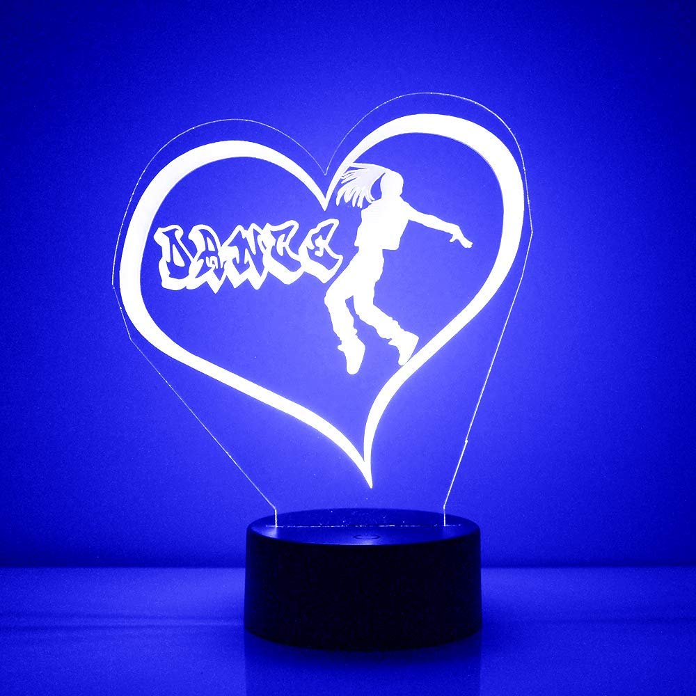 Dance Heart LED Night Light - Customizable Gift for Dance Lovers | Perfect for Bedroom Decor, Dance Studio Lighting & Romantic Ambiance