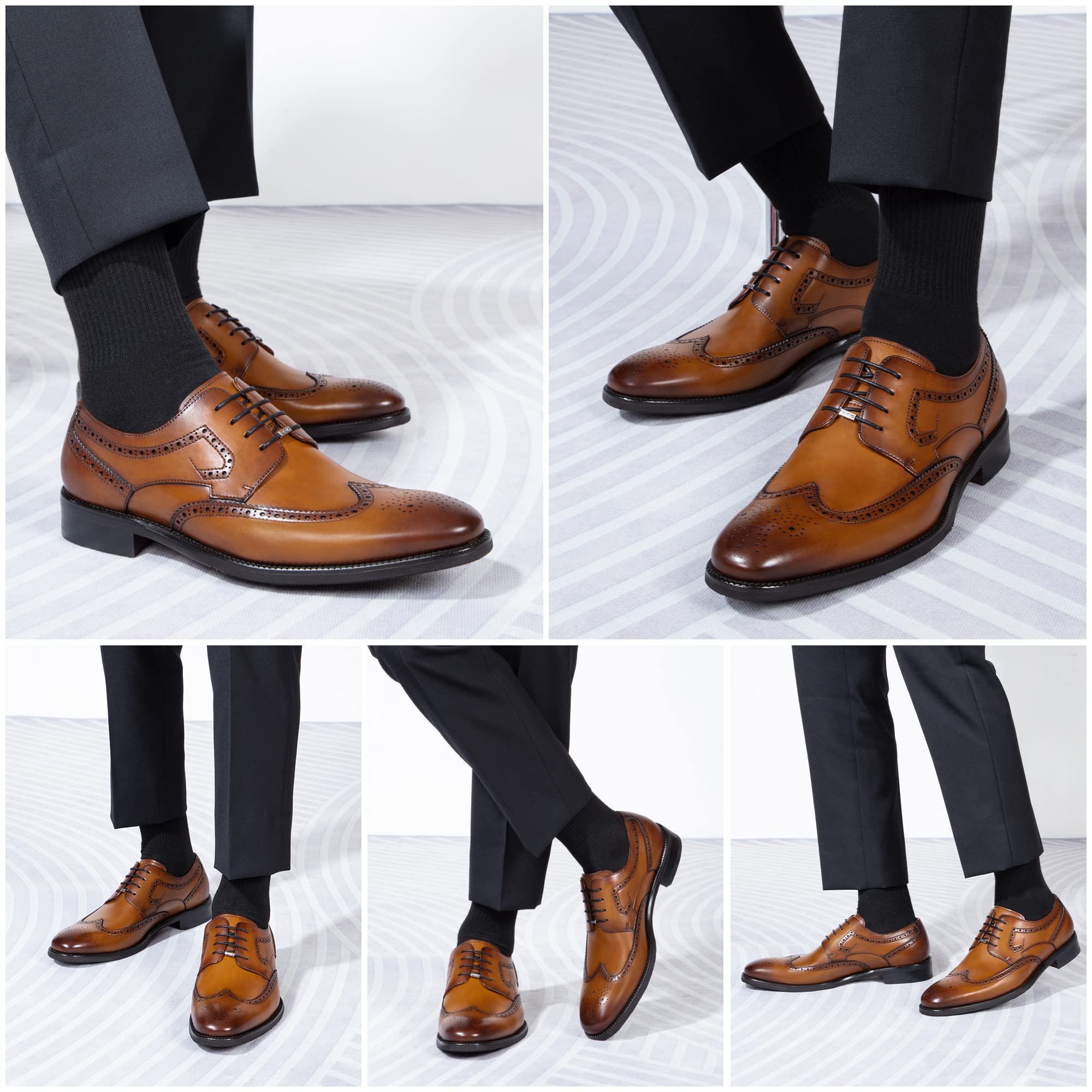 Premium Genuine Leather Men's Dress Shoes - Classic Formal Business Oxfords for Office, Weddings & Special Occasions