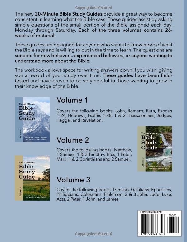 20-Minute Bible Study Guide - Volume 1: 26 Weeks of Self-Study with Guided Questions | Old & New Testament Books Included | Perfect for Daily Devotion, Small Groups & Personal Spiritual Growth