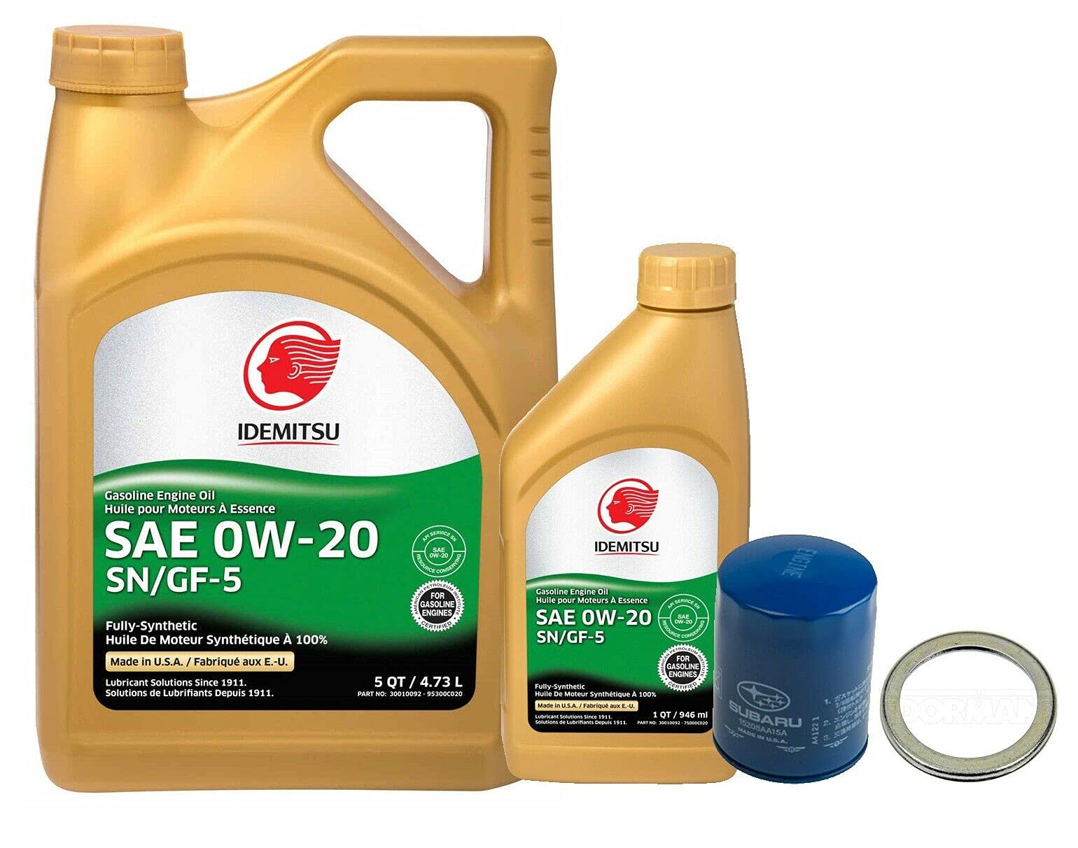 Idemitsu 0w20 Synthetic Engine Oil & Oil Filter Kit - 6 Quarts - Compatible with Subaru Forester & Legacy - Perfect for Routine Maintenance & Oil Changes