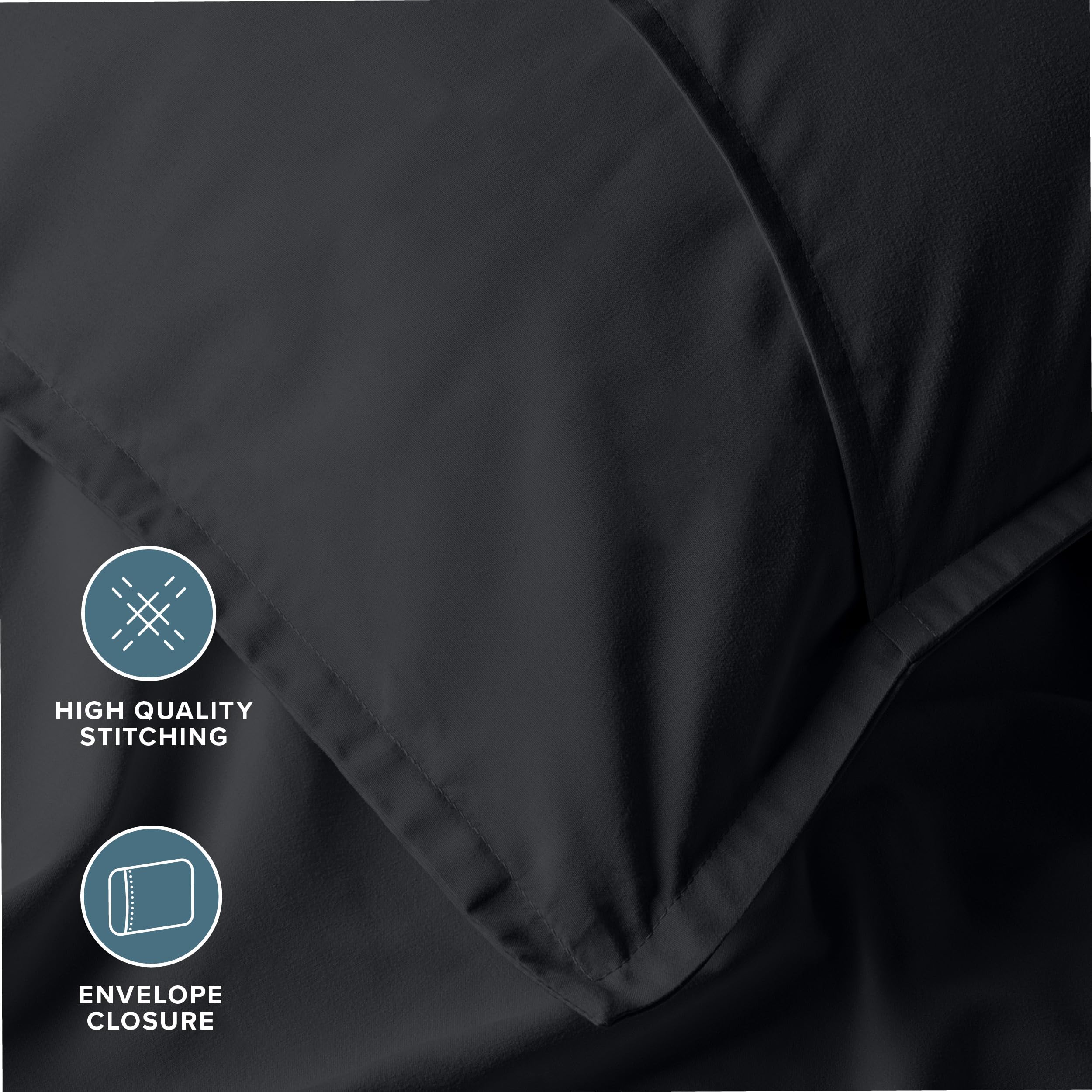 Bare Home King Pillow Sham Covers - Set of 2 Ultra-Soft 1800 Thread Count Microfiber Pillowcases - Double Brushed Luxury Bedding for King Size Pillows (Black) - Perfect for Master Bedroom, Guest Room & Hotel Style Decor