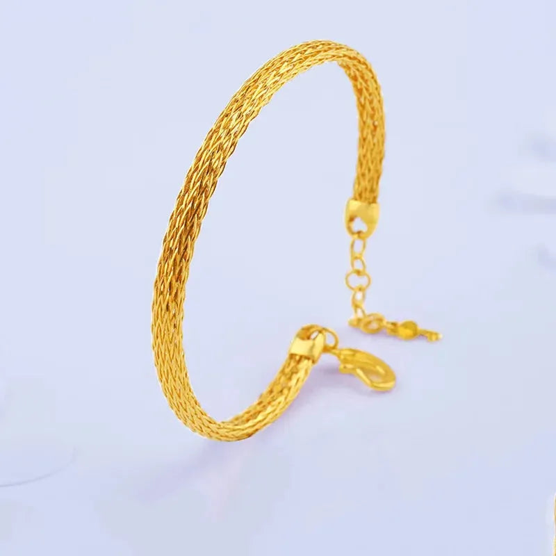 24K Pure Gold Bracelet for Women - 999 Solid Real Gold Adjustable Bangle, Classic & Trendy Fine Jewelry - Perfect for Gifts, Parties & Everyday Elegance (2023 Hot Sell)