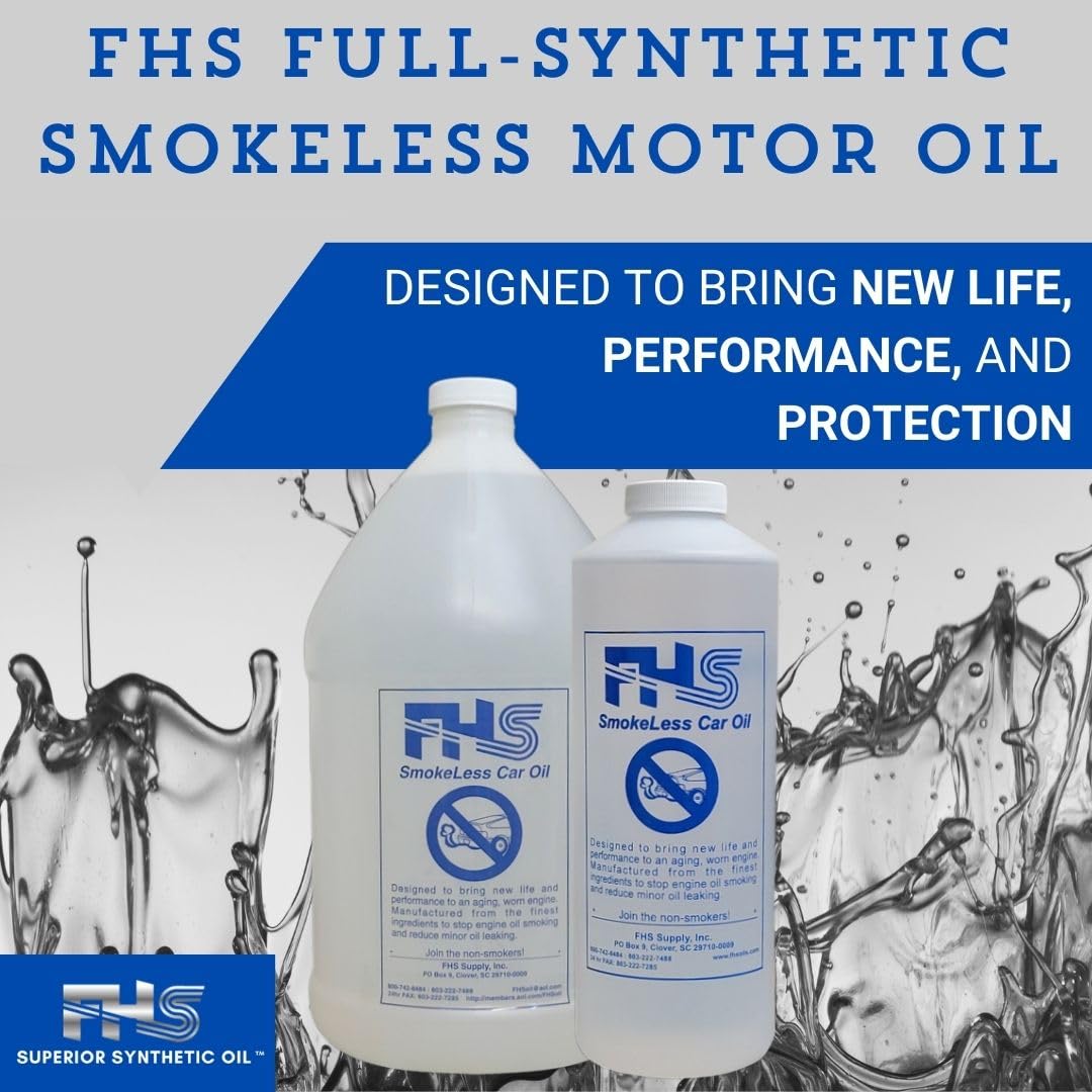 FHS Heavy Duty Smokeless Motor Oil (6 Quarts) - Premium Synthetic Engine Oil for Diesel & Turbo Engines - Reduces Emissions, Extends Engine Life, Keeps Engine Clean - Ideal for Trucks, SUVs, and High-Mileage Vehicles