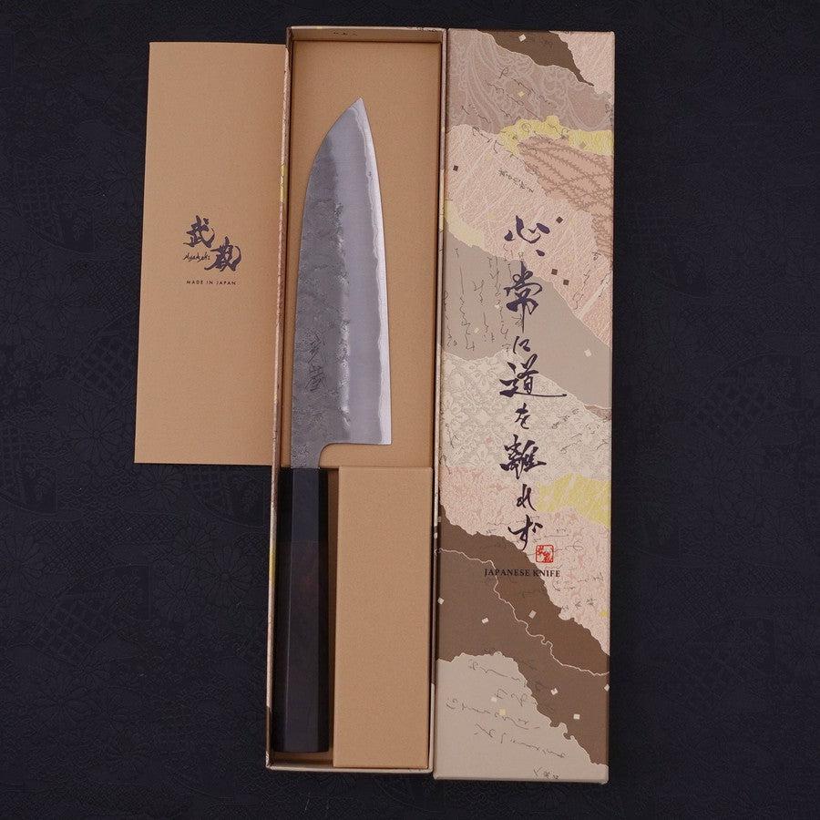 Premium Santoku Knife - Blue Steel #2 Nashiji Stainless Clad with Ebony Handle - 165mm Japanese Chef Knife - Perfect for Slicing, Dicing & Chopping Vegetables, Meat & Fish
