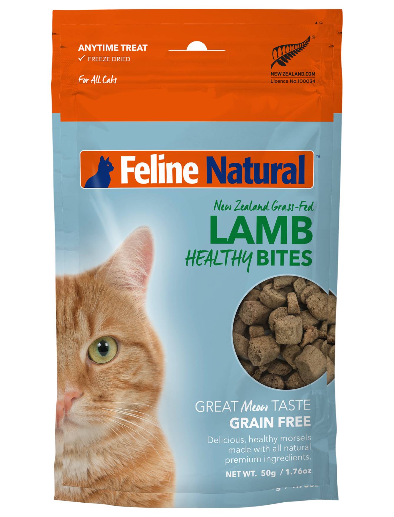 Premium Feline Natural Healthy Bites Lamb Cat Treats 50g - Grain-Free, High-Protein Snacks for Indoor & Outdoor Cats - Perfect for Training, Rewards & Bonding Time