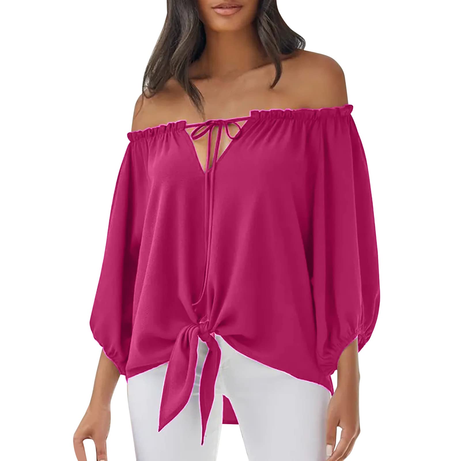 Women's Floral Print Off Shoulder Button Front Shirt - Summer Casual Cotton Tee for Beach, Vacation & Everyday Wear