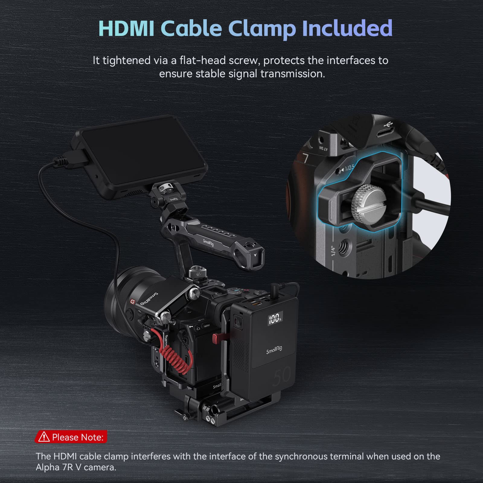 SmallRig 3708 Camera Cage for Sony A7 IV, A7R V & A7S III - Aluminum Alloy Body with Top Handle & HDMI Clamp - Professional DSLR Rig for Vlogging, Filmmaking & Photography