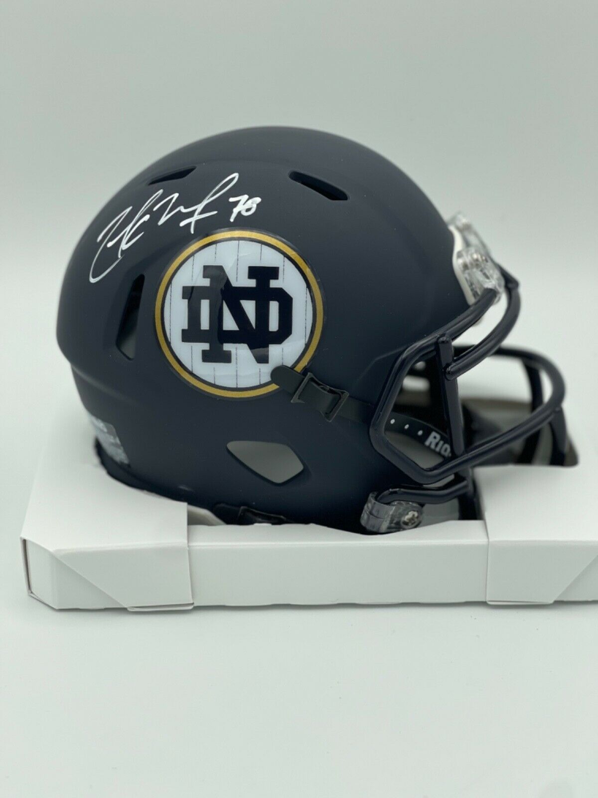 Zack Martin Autographed Notre Dame 2018 Shamrock Series Speed Mini Helmet - Signed Collectible Football Memorabilia for Fans & Sports Enthusiasts - Perfect for Display, Gifts, and Game Room Decor