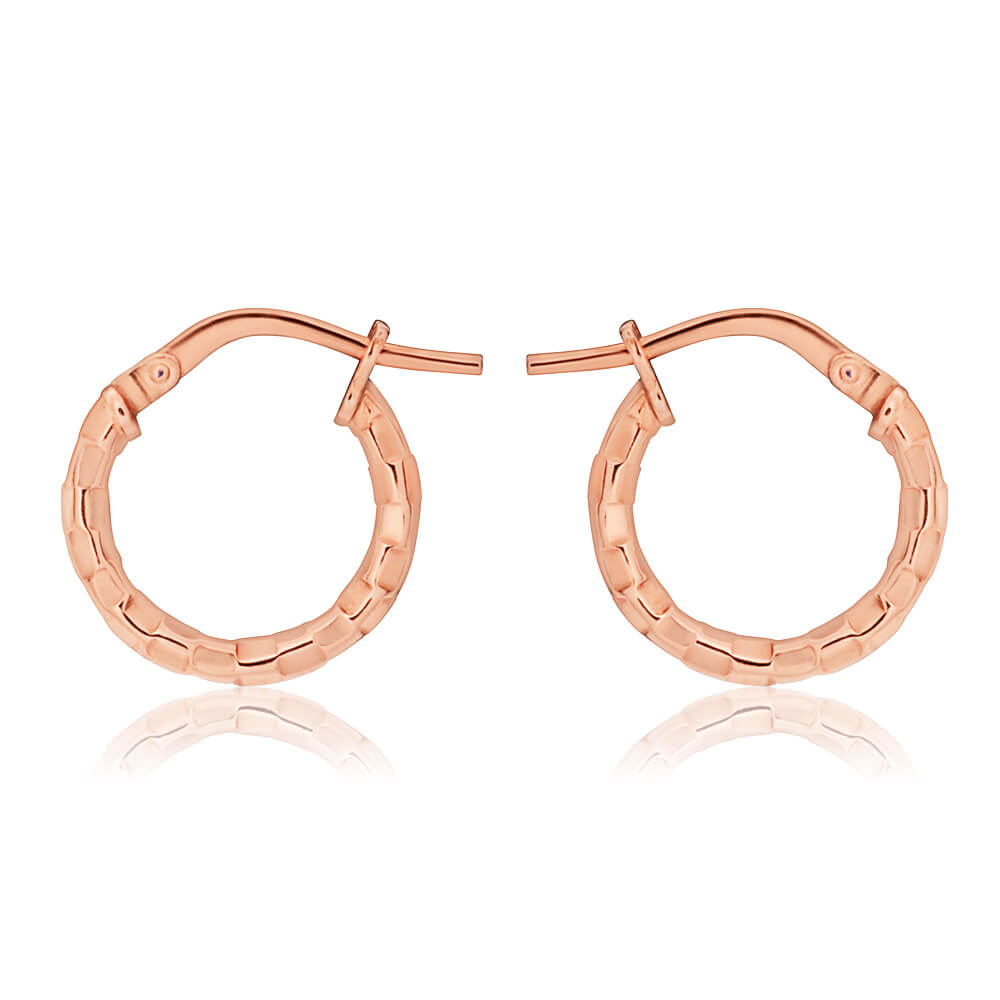 9ct Stunning Rose Gold Silver Filled Fancy Diamond Cut Hoop Earrings for Women - Elegant Dangle Hoops for Party, Wedding & Everyday Wear